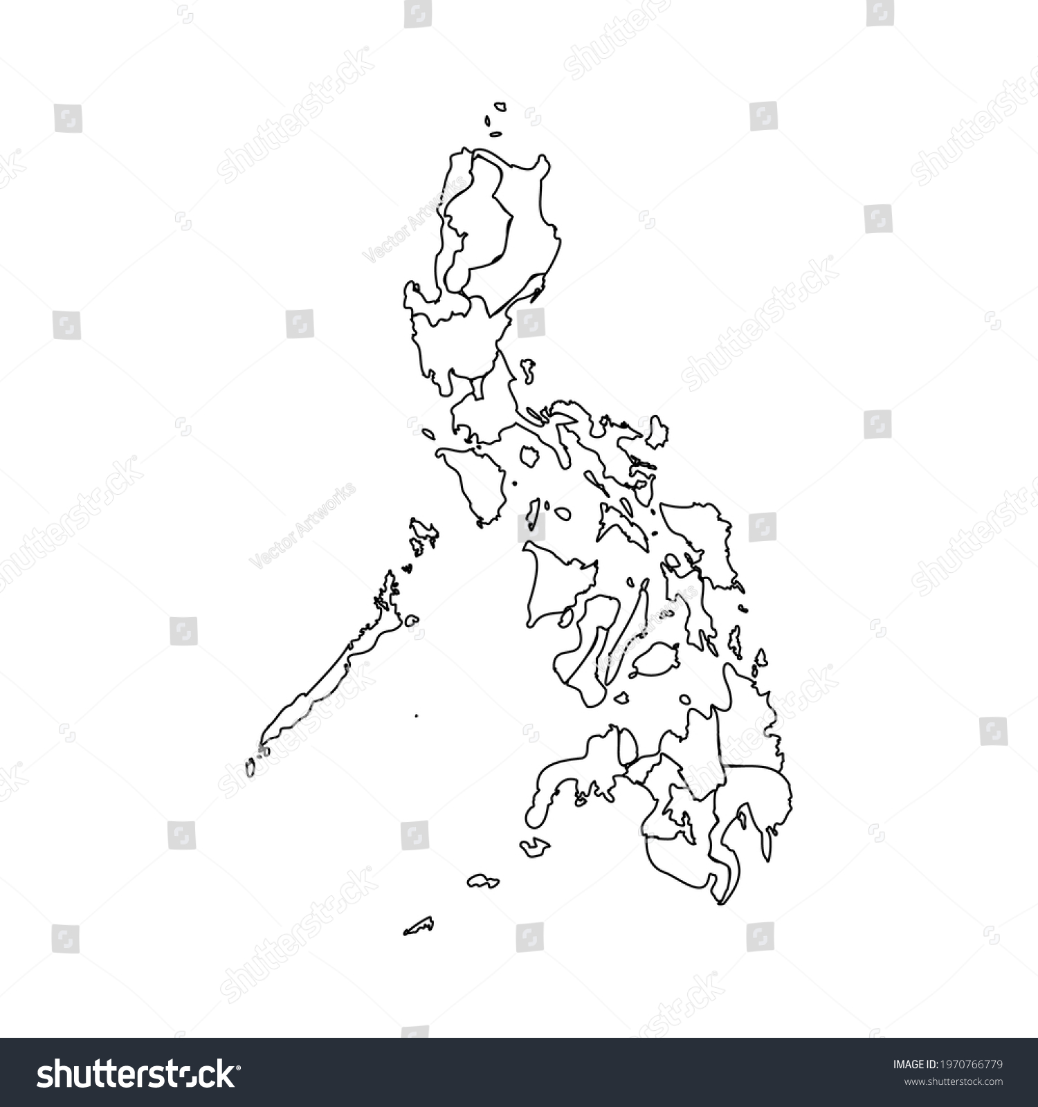 Doodle Map Philippines States Stock Vector (Royalty Free) 1970766779 ...