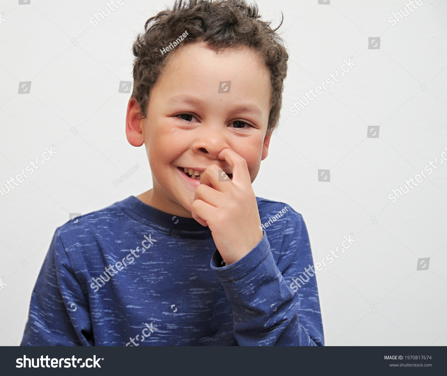 Boy Picking His Nose White Background Stock Photo 1970817674 | Shutterstock