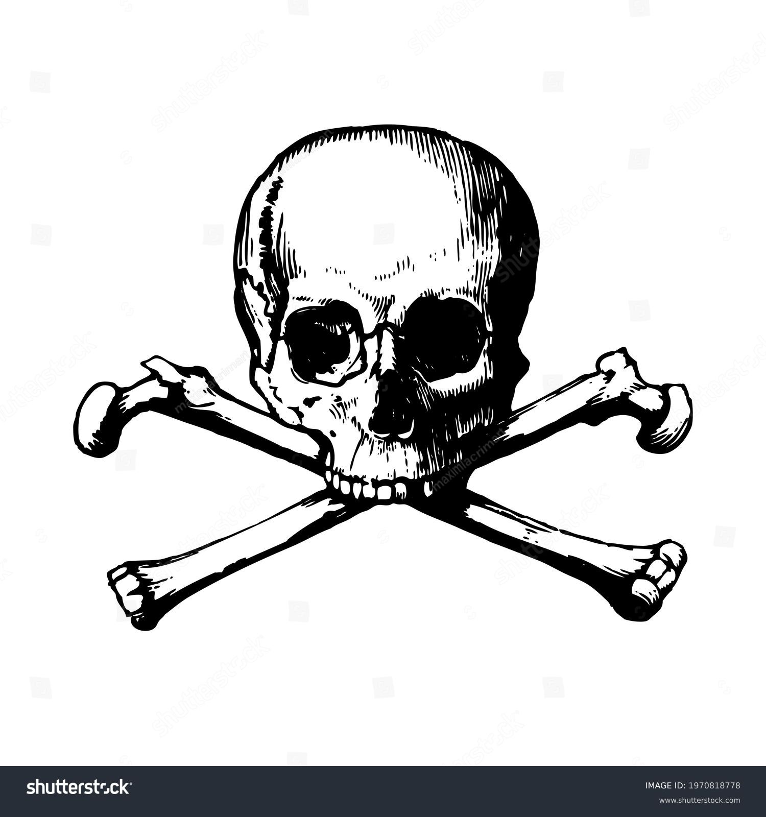 2 525 Skull And Crossbones Template Shutterstock Stock Vector Human Skull With Crossbones Vector Illustration Isolated On White Background 1970818778