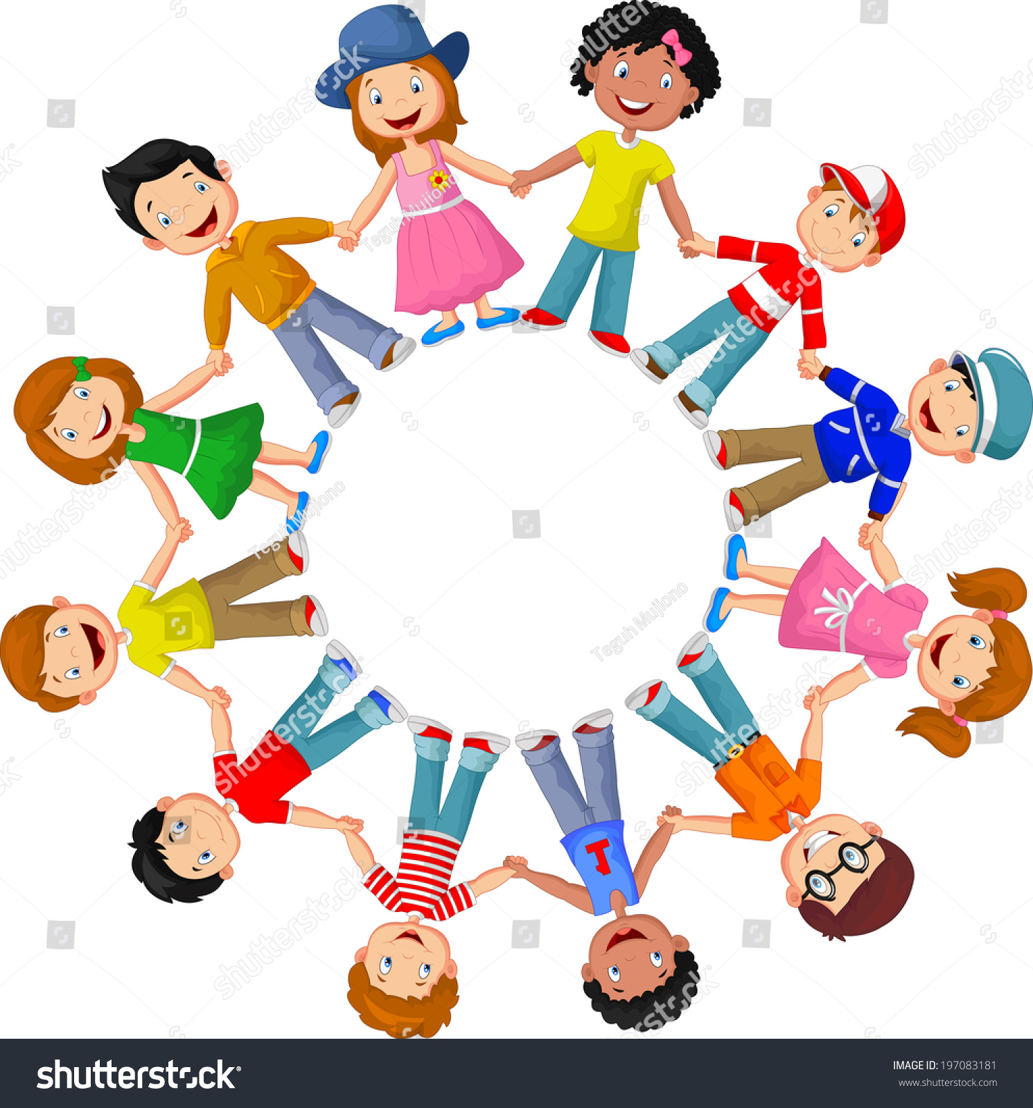 Circle Happy Children Different Races Stock Illustration 197083181 ...