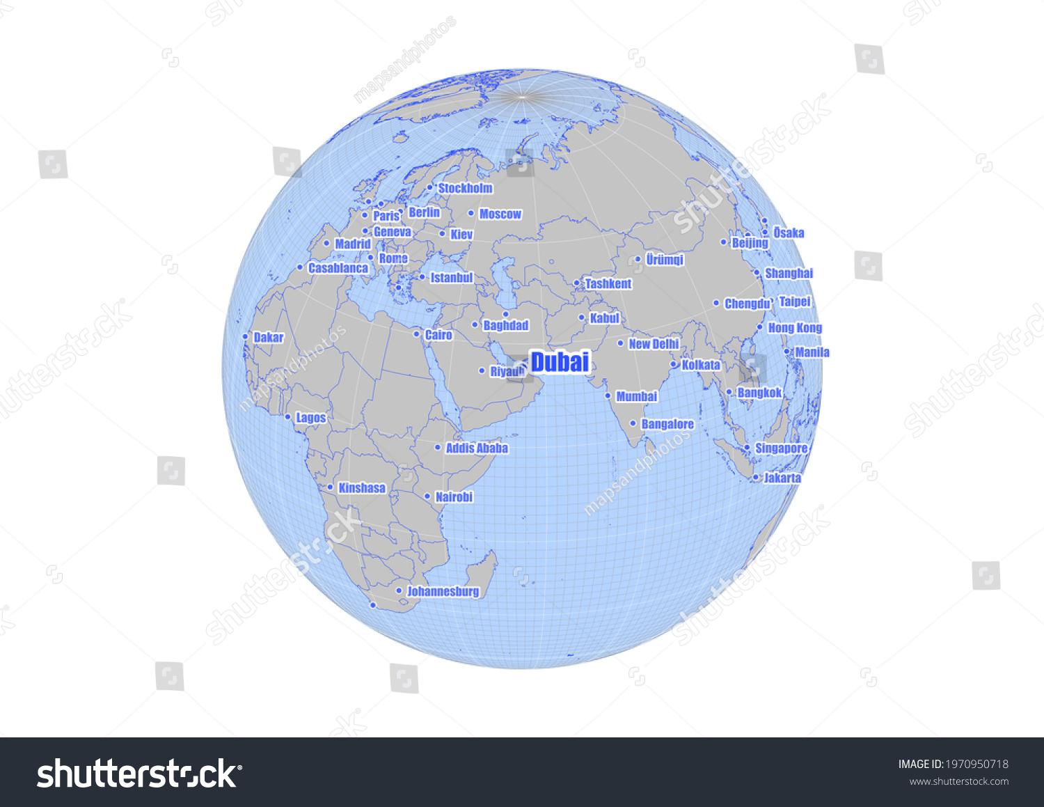 Dubai United Arab Emirates Map Center Stock Illustration 1970950718 ...