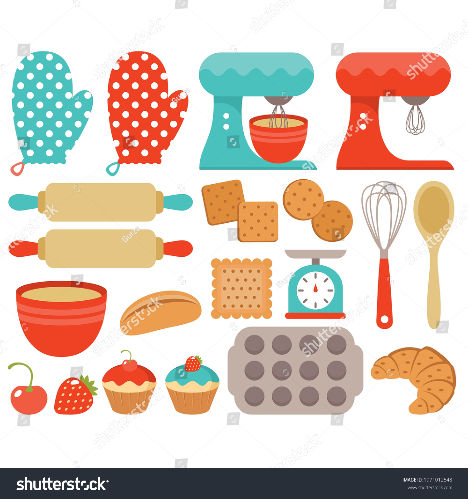 Kitchen Baking Clipart On White Background Stock Vector (Royalty Free ...