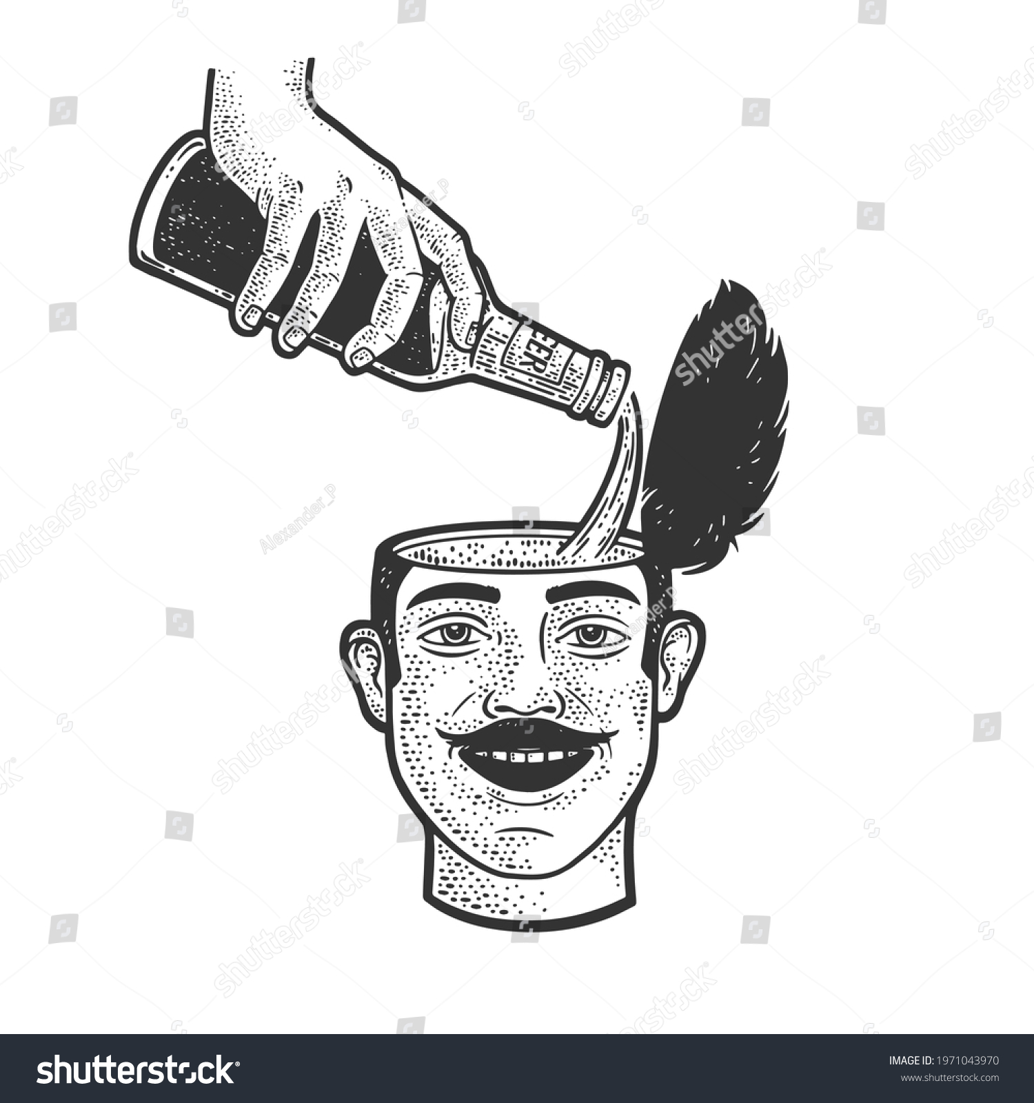 Beer Poured Into Head Joyful Man Stock Vector Royalty Free 1971043970 Shutterstock 4430