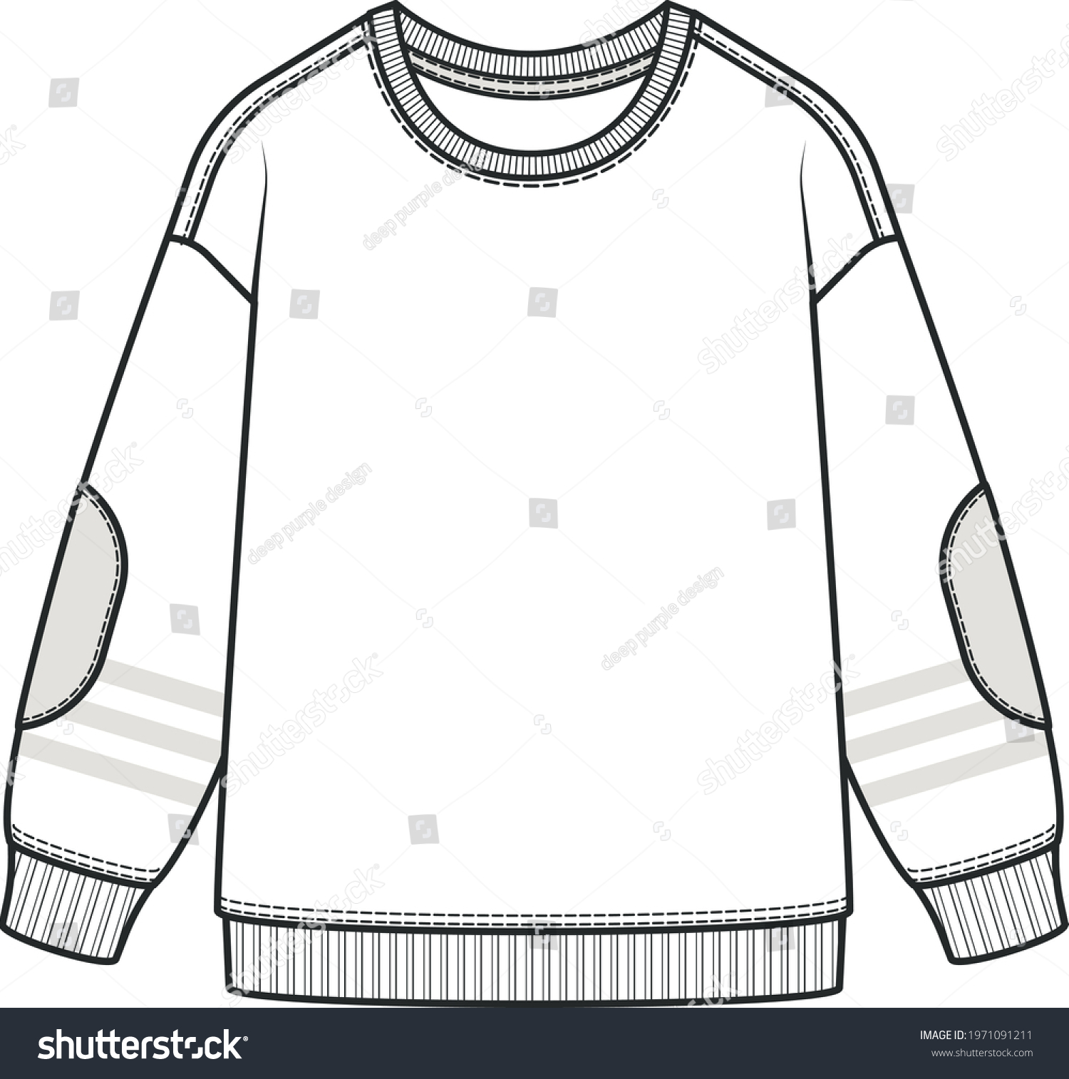 Sweatshirt Flat Sketch Sweatshirt Technical Drawing Stock Vector ...