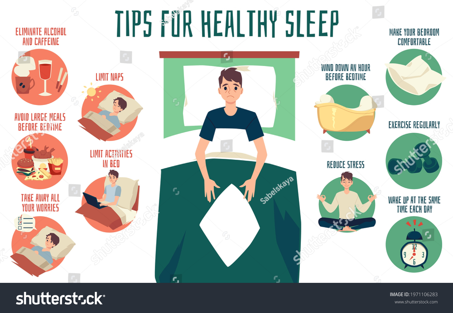 Vector Banner Tips Healthy Sleep Reasons Stock Vector (Royalty Free ...