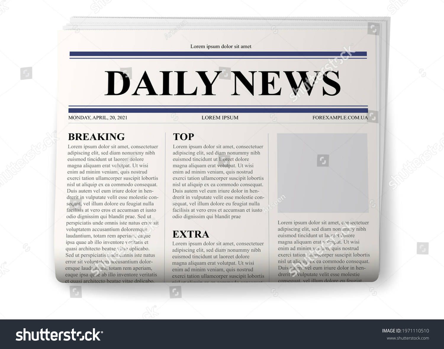 Newspaper On White Background Vector Realistic Stock Vector (Royalty ...