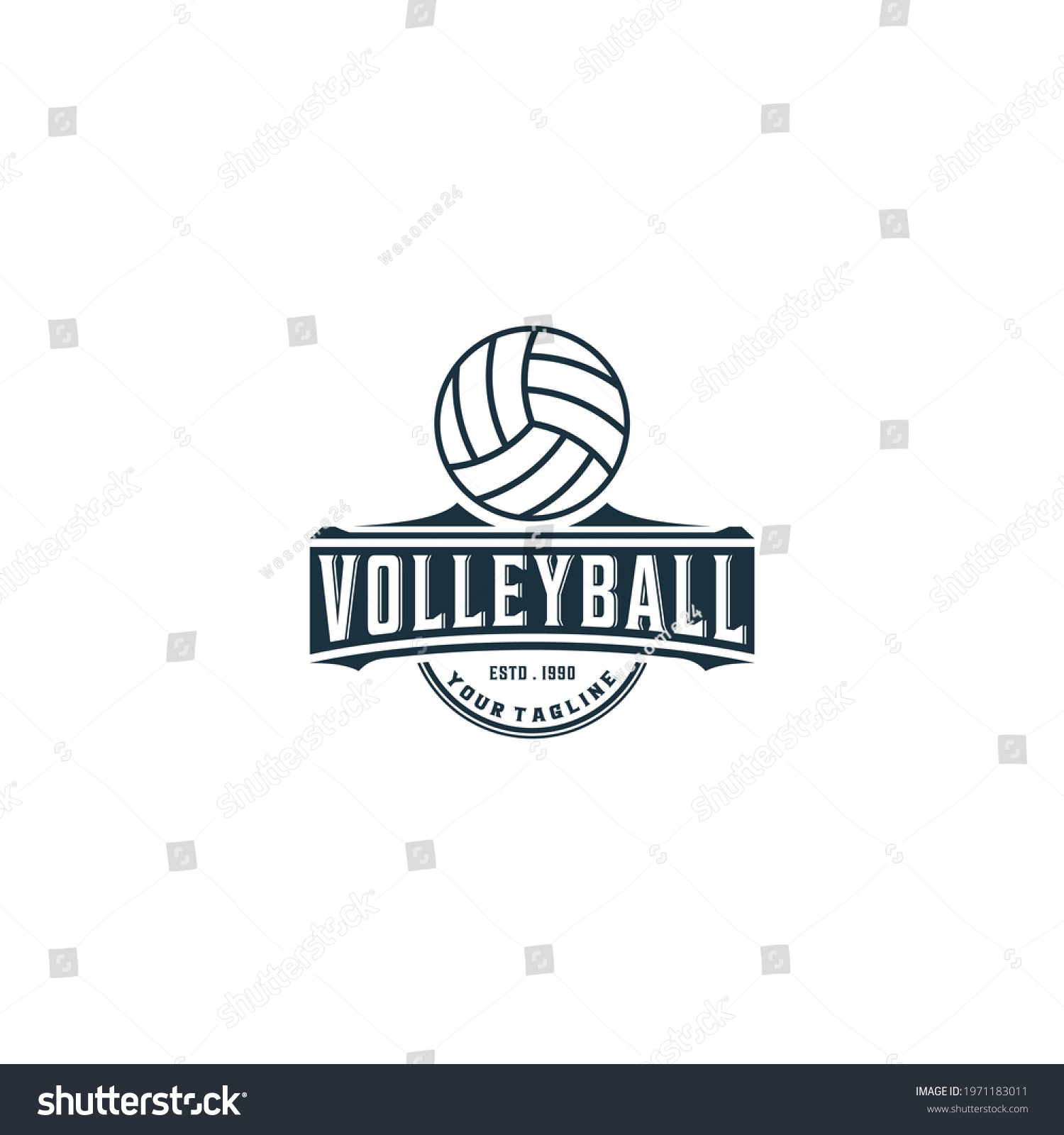 Vollyball Sport Logo Design White Background Stock Vector (Royalty Free ...