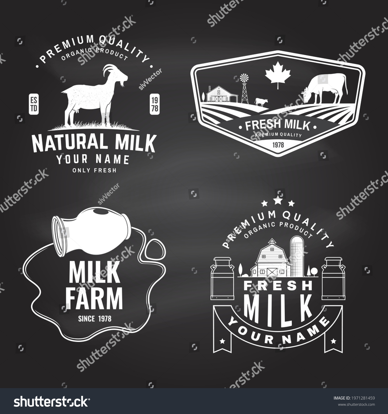 Dairy Farm Only Fresh Milk Badge Stock Vector (Royalty Free) 1971281459 ...