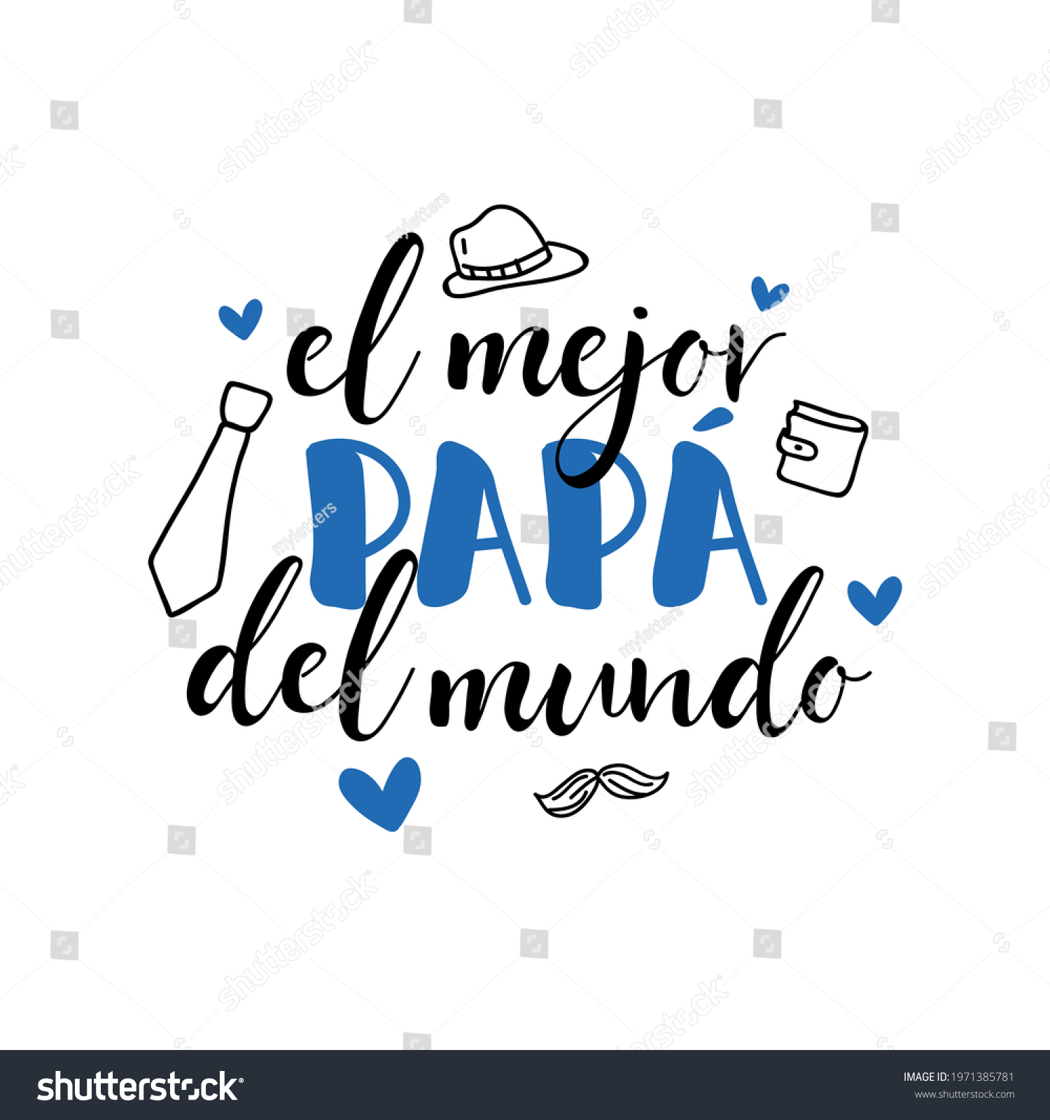 Text Spanish Best Dad World Fathers Stock Vector (Royalty Free ...