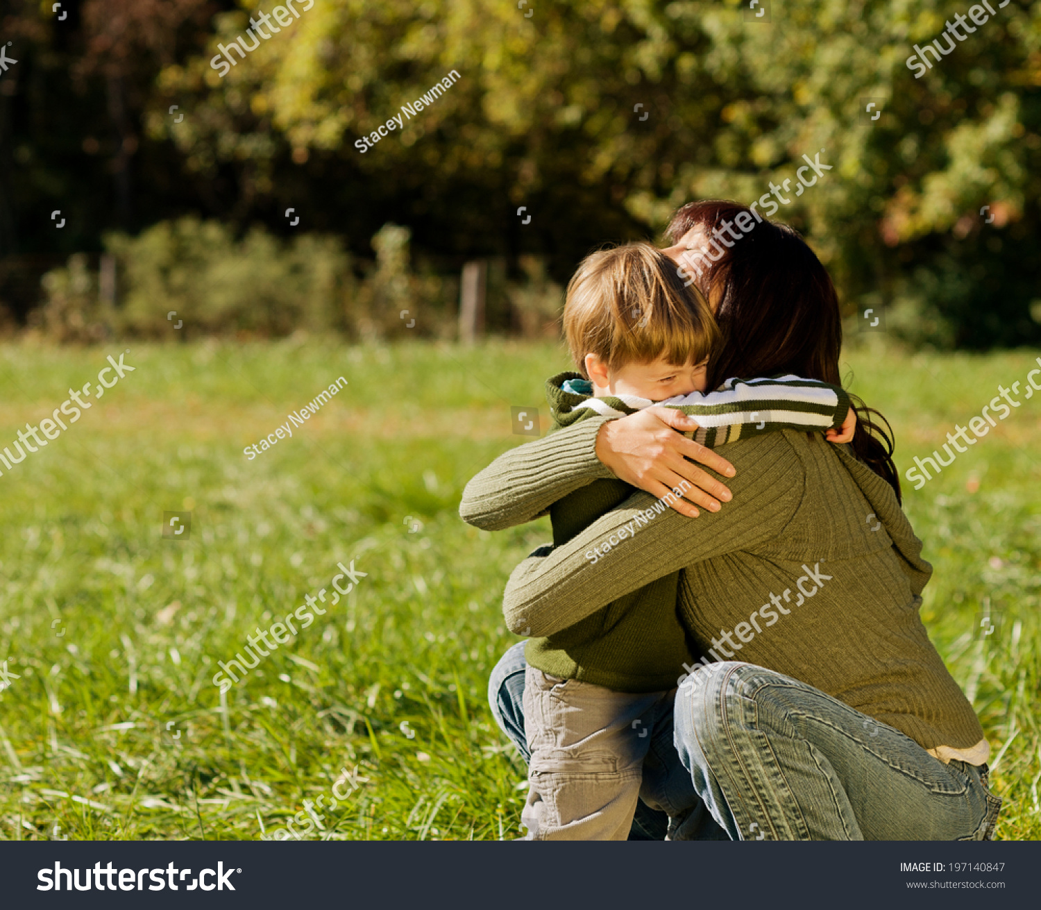 Woman Hugging Boy Field Stock Photo 197140847 | Shutterstock