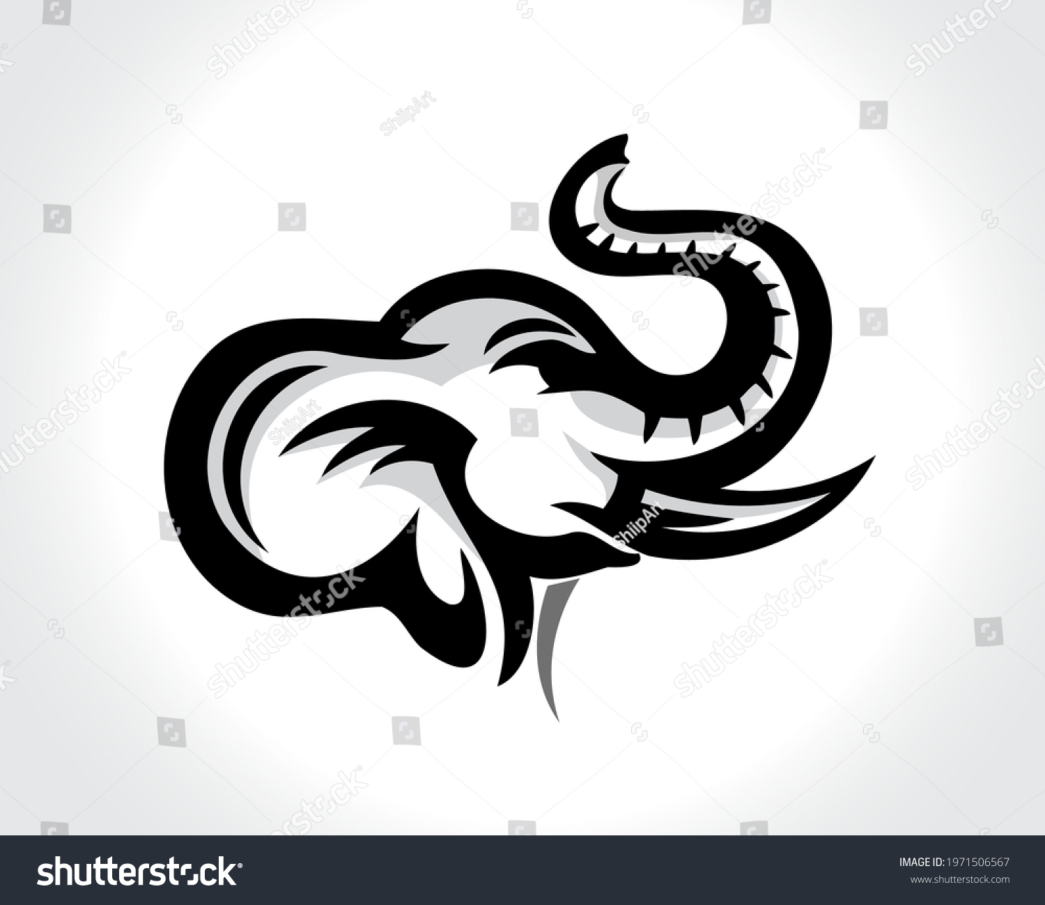 Elephant Head Drawing Art Logo Design Stock Vector (royalty Free 