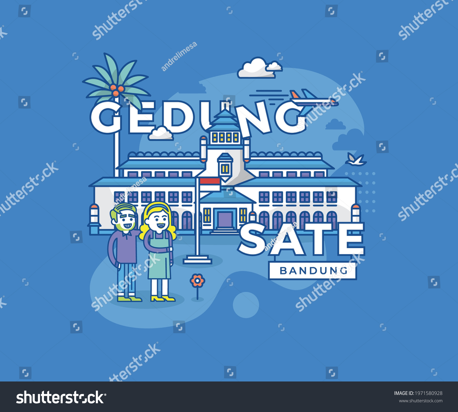 Vector Illustration Gedung Sate Bandung Indonesia Stock Vector Royalty Free 1971580928 7862