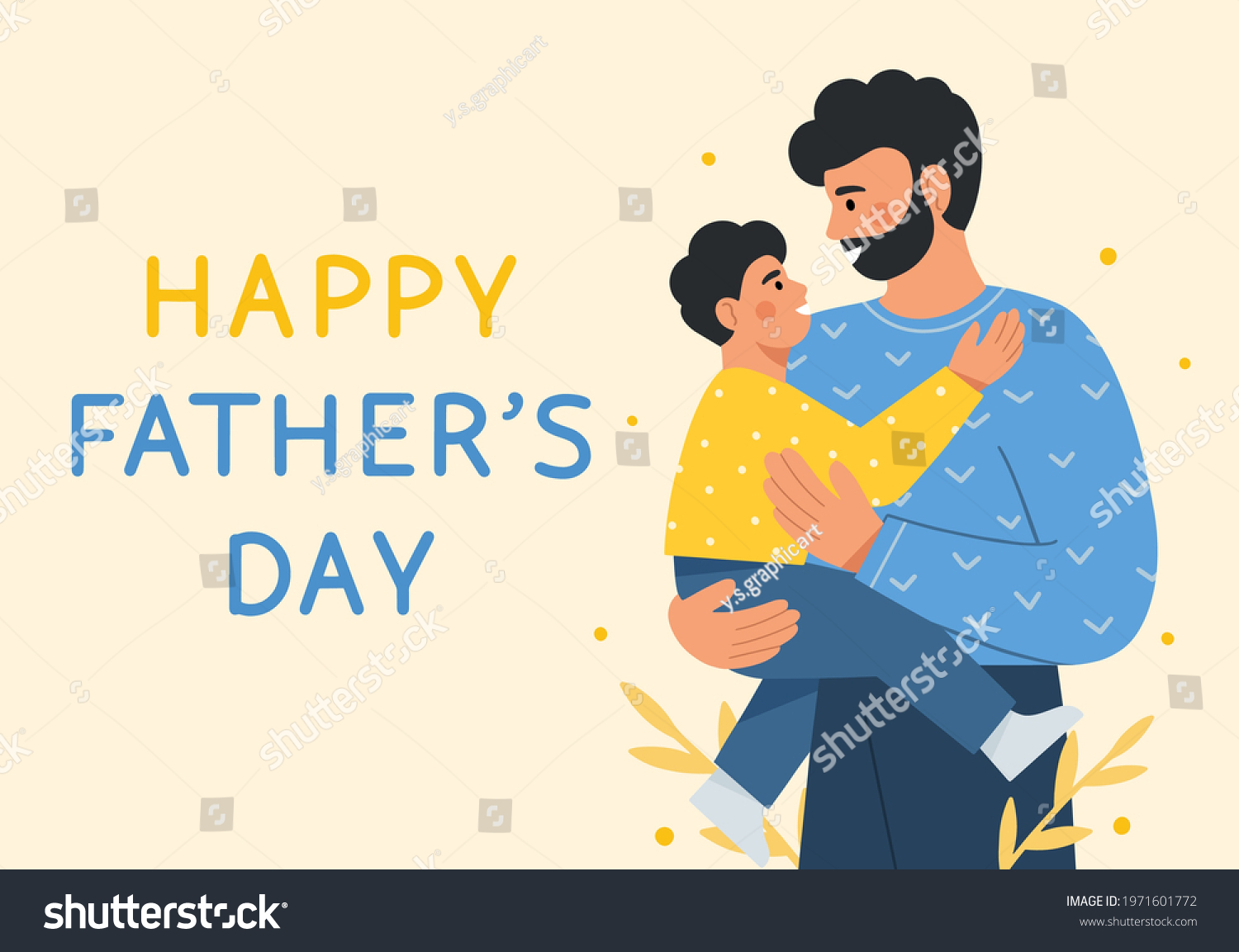 Father Child Greeting Card Happy Dad Stock Vector (royalty Free 