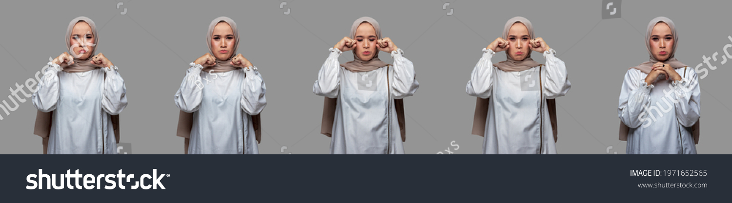 Beautiful Woman Wearing Hijab Crying Sad Stock Photo 1971652565 ...