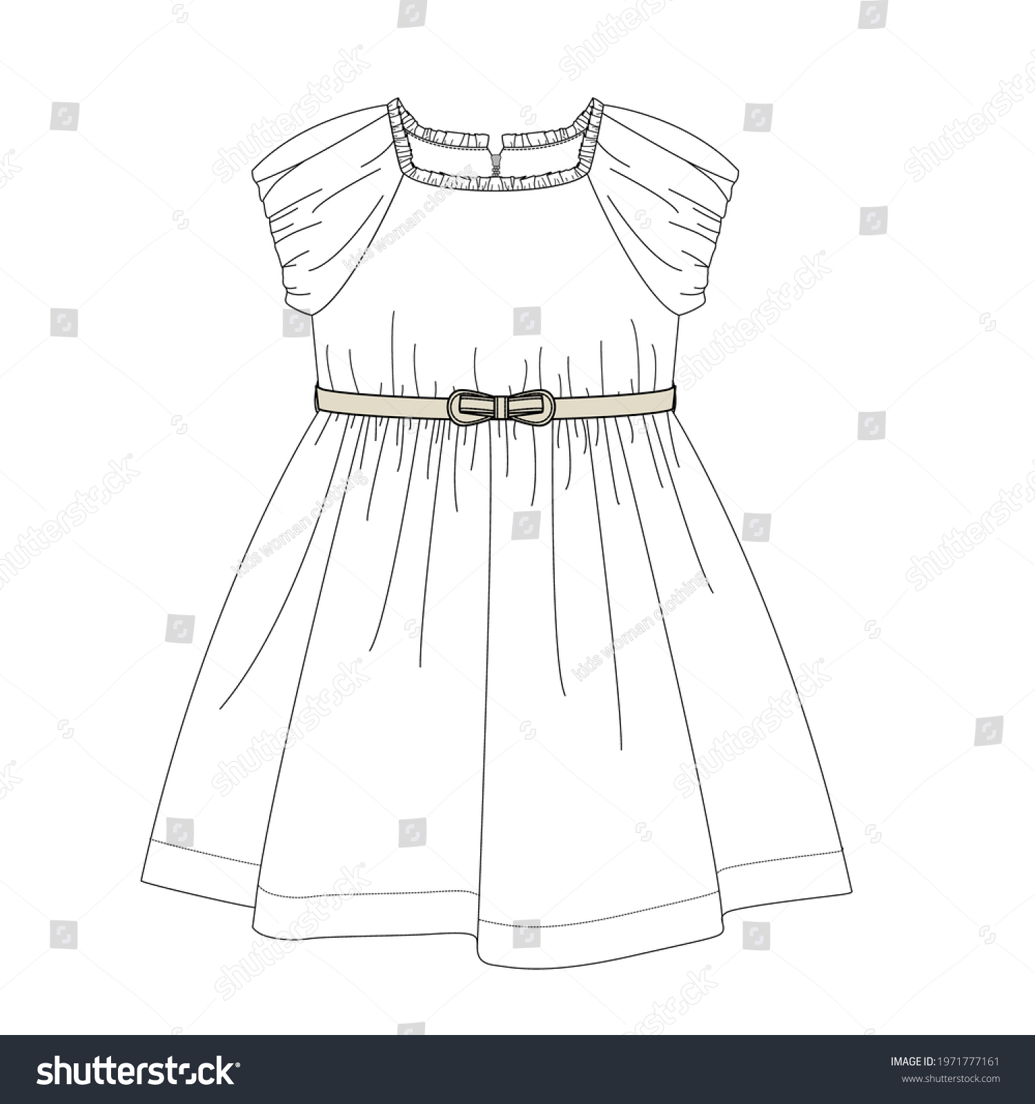 Girl Fashion Dress Vector Draw Stock Vector (Royalty Free) 1971777161 ...