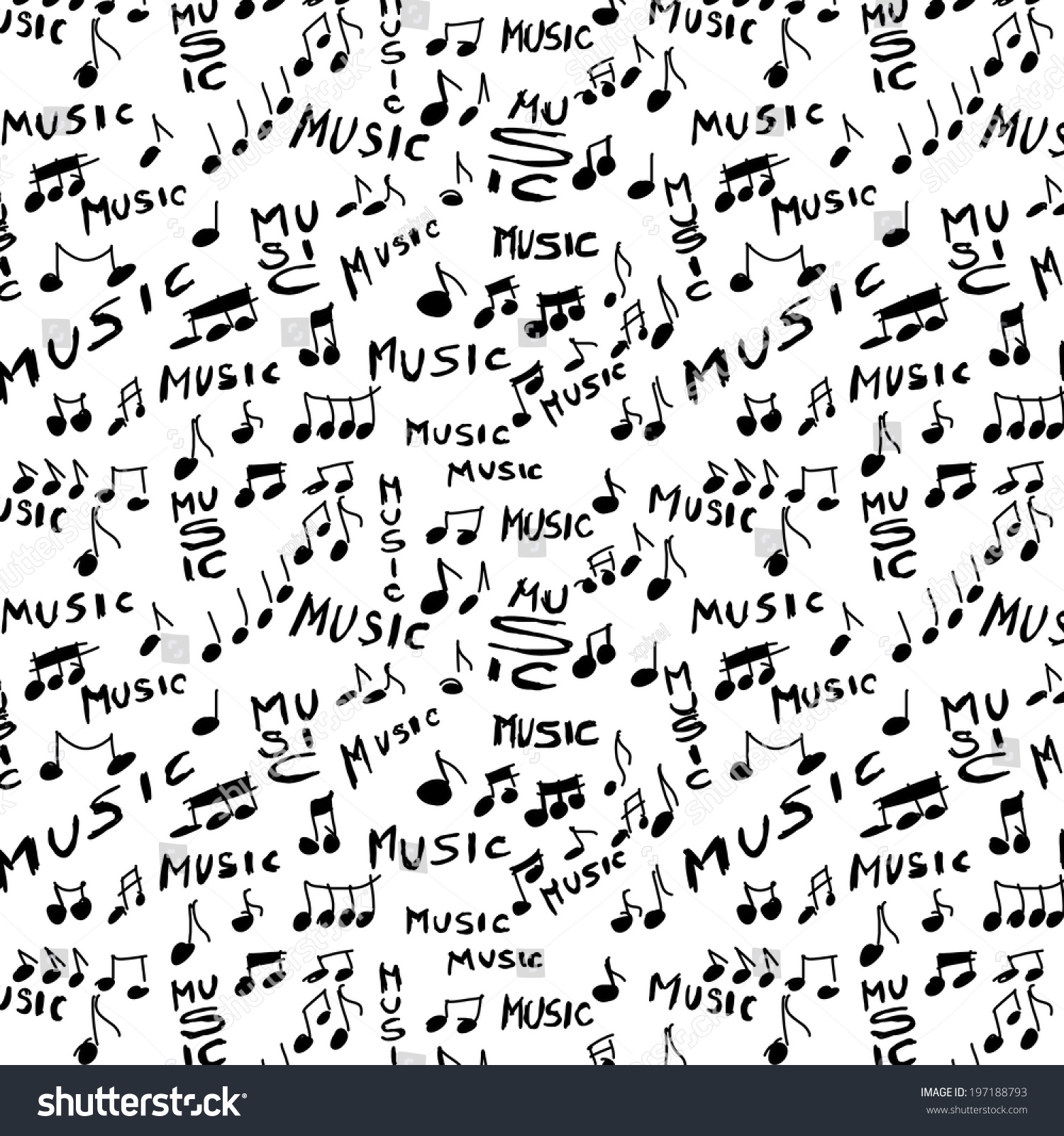 Music Word Musical Notes Seamless Texture Stock Illustration 197188793 ...