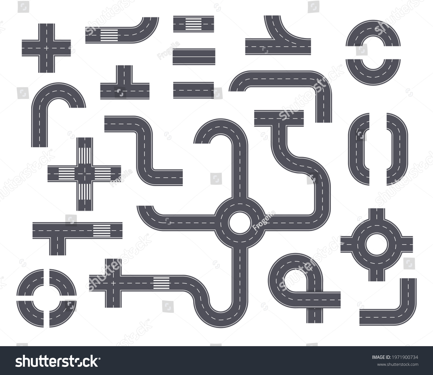 Road Elements Top View Highway Footpath Stock Vector (Royalty Free ...