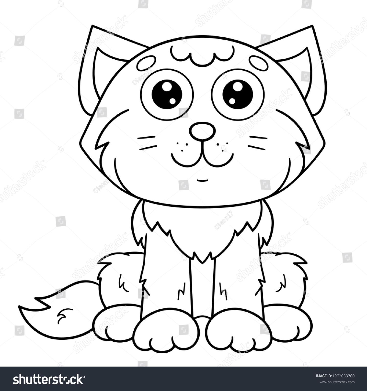 Coloring Page Outline Cartoon Cute Cat Stock Vector (Royalty Free ...