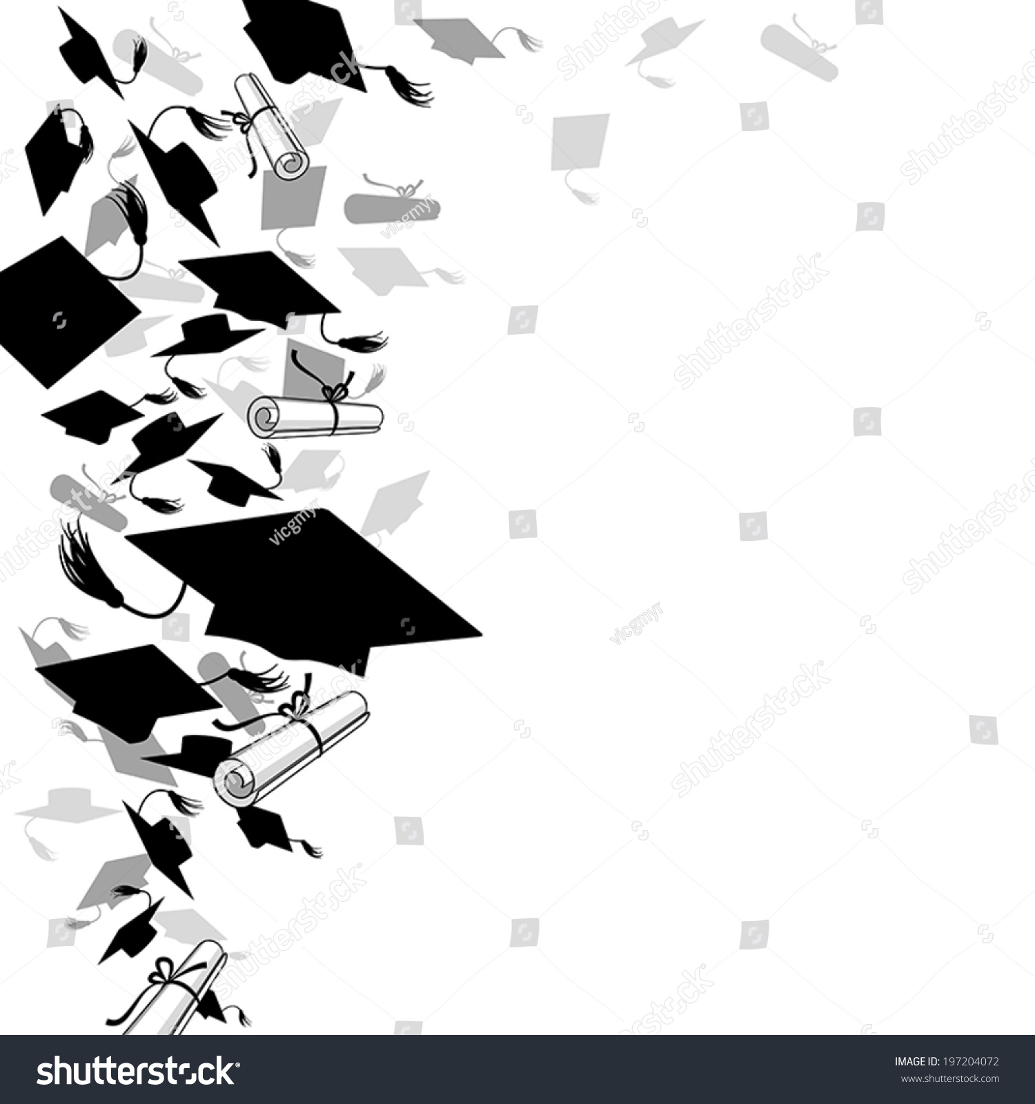 Graduate Caps Diploma On White Background Stock Vector (Royalty Free ...