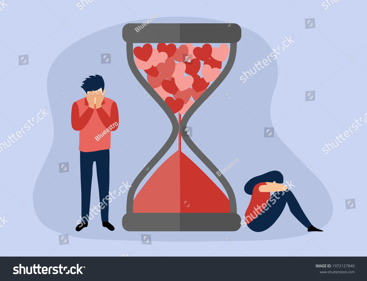 Broken Heart Concept Vector Illustration Sad Stock Vector (Royalty Free ...