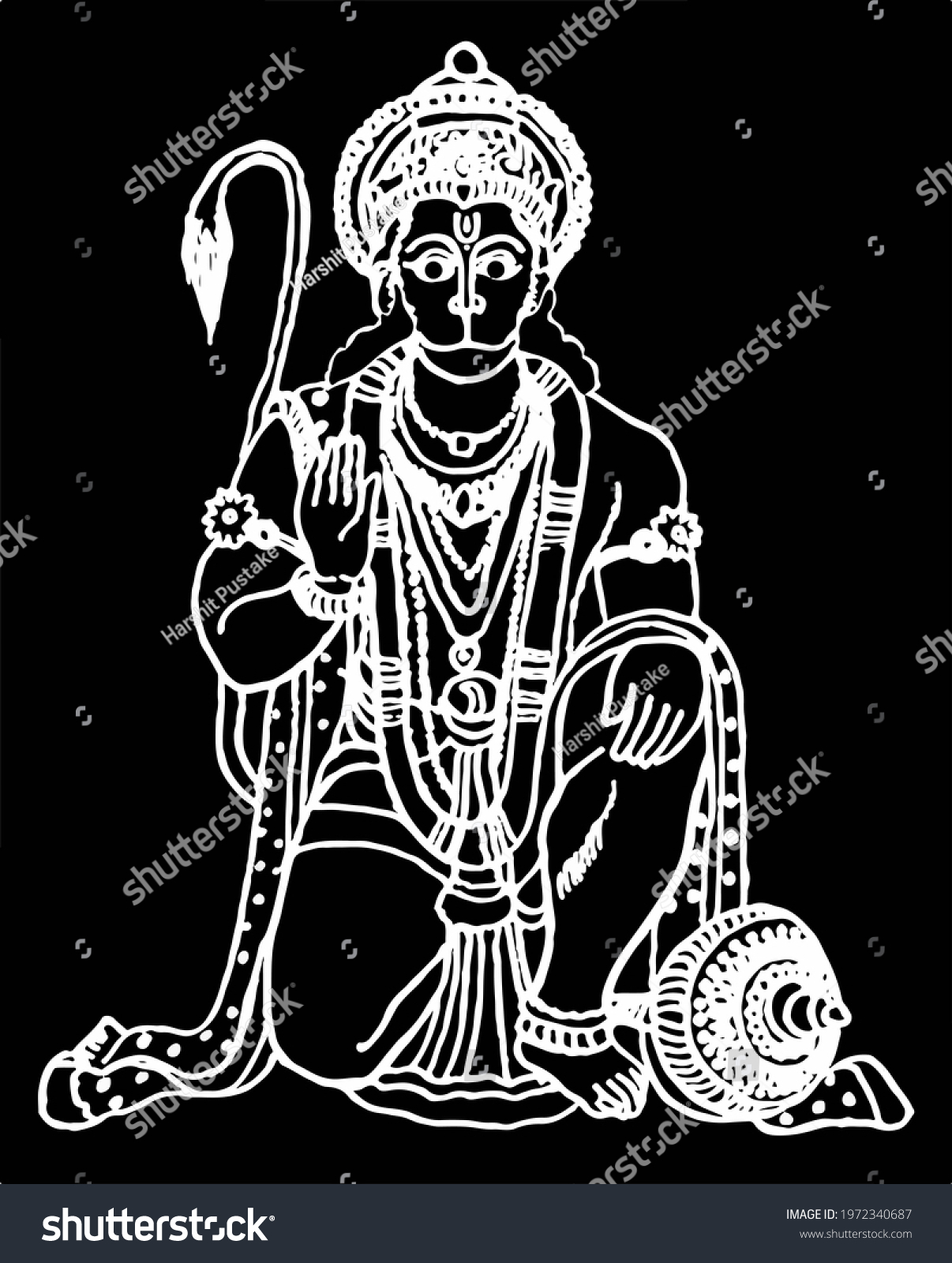 Beautiful Illustration Lord Hanuman Stock Illustration 1972340687 ...