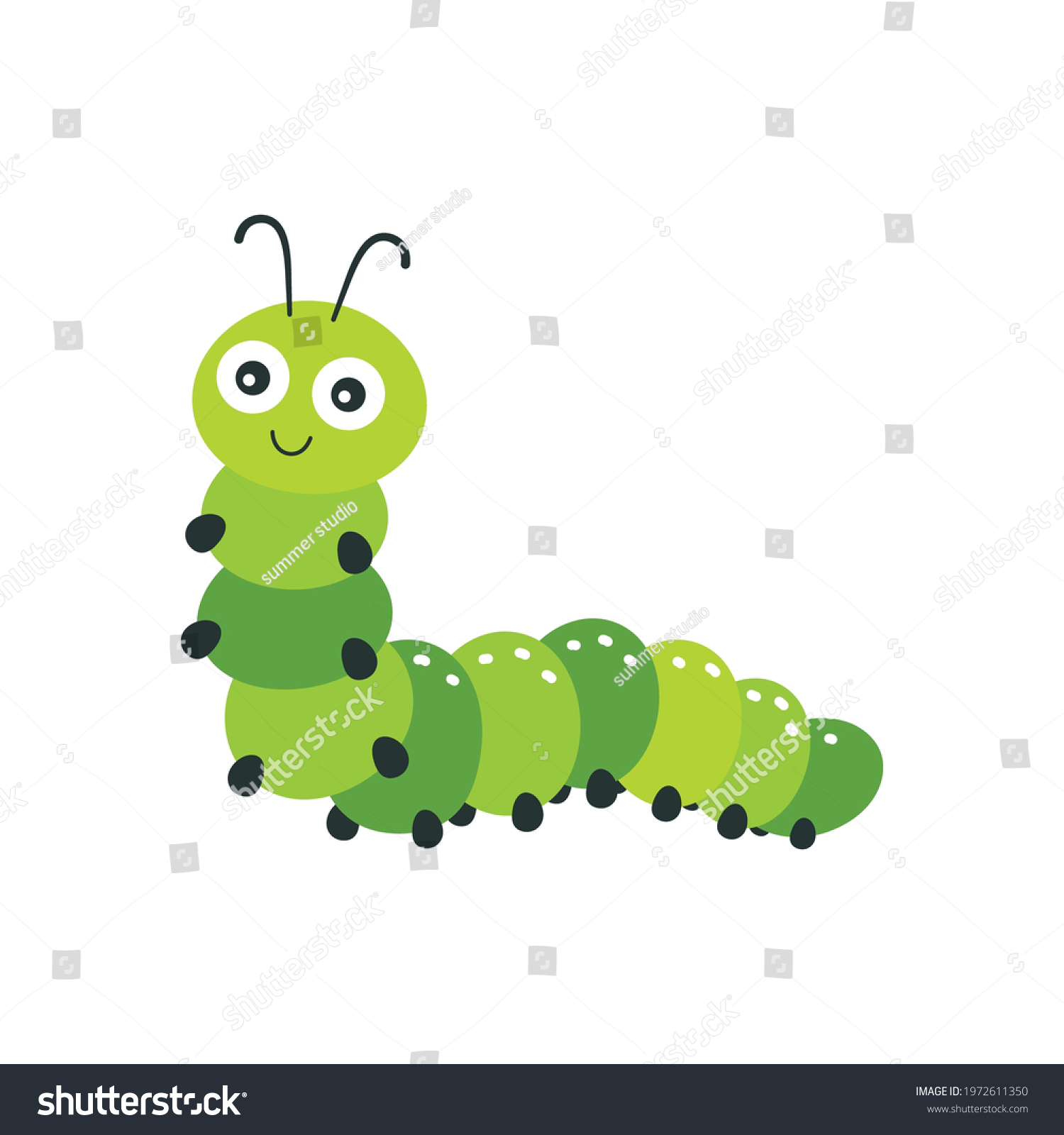 Vector Illustration Cartoon Carterpillar Isolated On Stock Vector ...