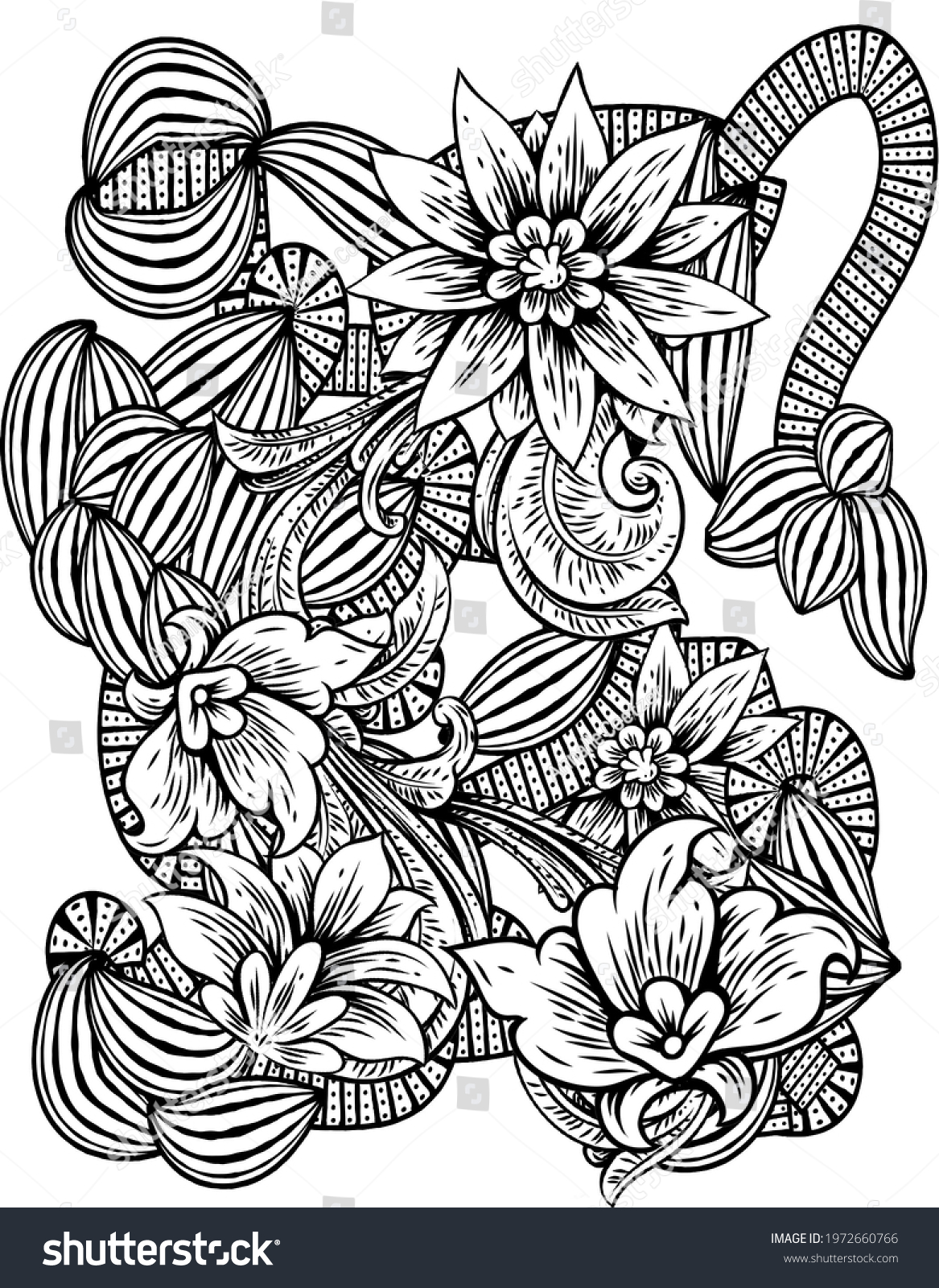 Coloring Pages Adult Abstract Floral Graffiti Stock Illustration ...