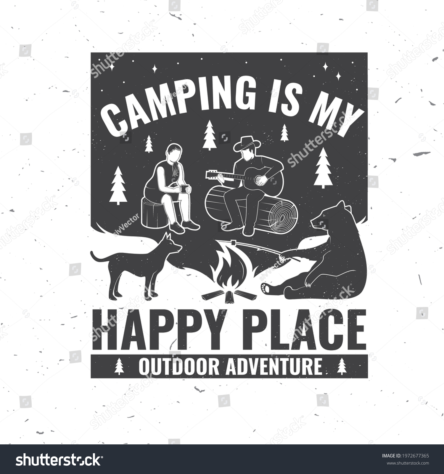 Camping My Happy Place Vector Illustration Stock Vector (Royalty Free ...