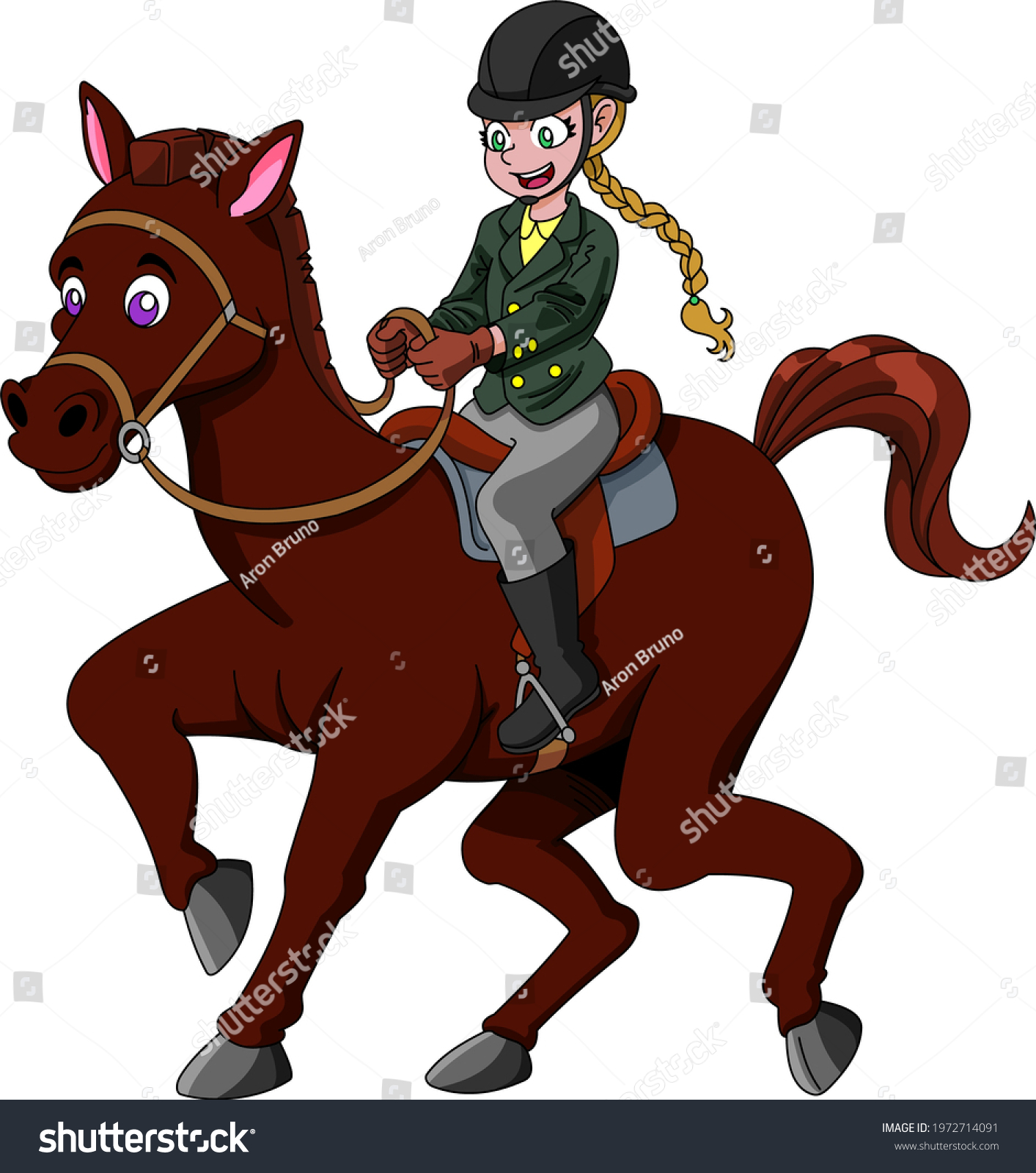 Female Riding Horse White Background Stock Vector (Royalty Free ...