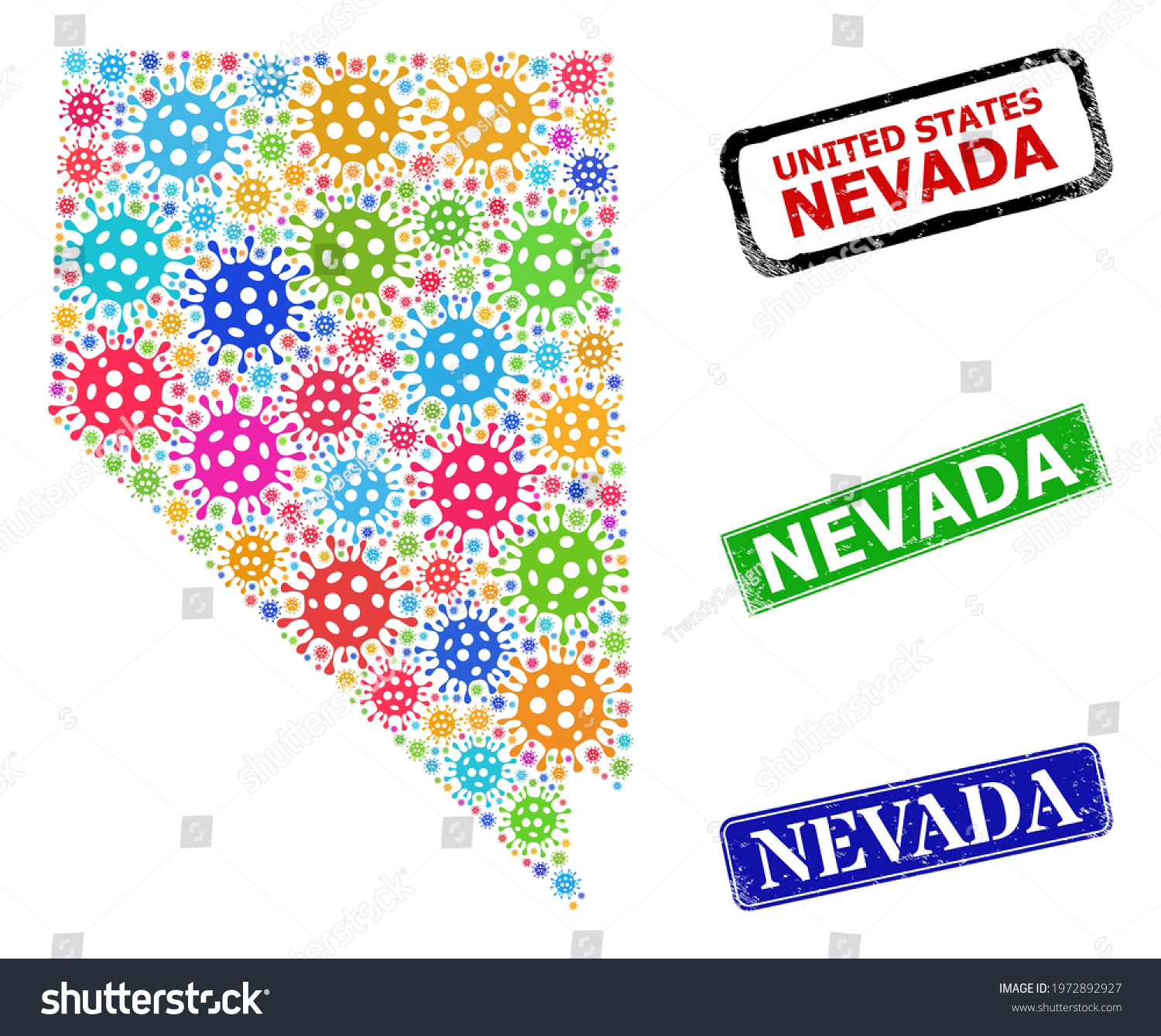 Vector Cell Mosaic Nevada State Map Stock Vector Royalty Free 1972892927 Shutterstock