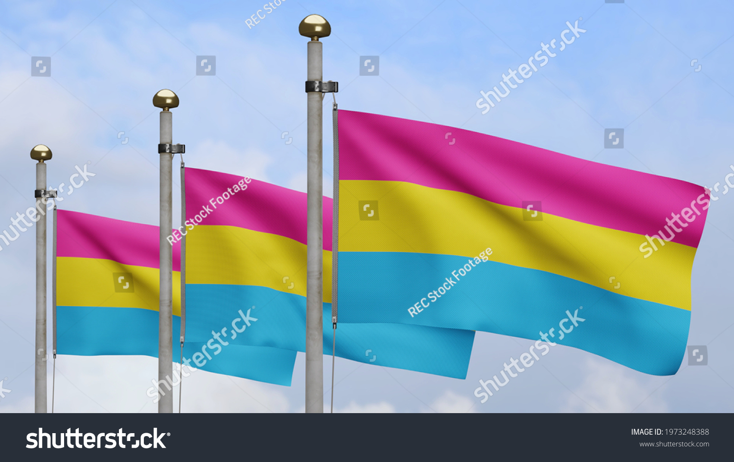 3d Pansexuality Flag Waving On Wind Stock Illustration 1973248388