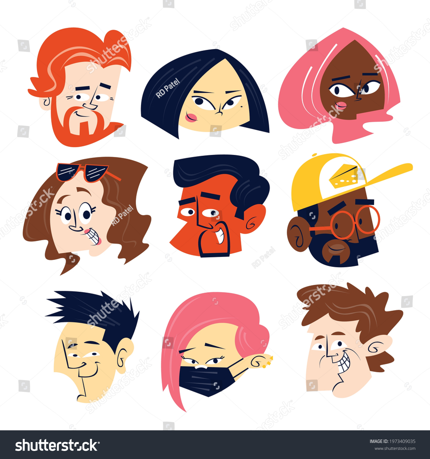 Collection Cartoon Characters Heads Vector Stock Vector Royalty Free Collection Cartoon Characters Heads Vector Stock Vector Royalty Free