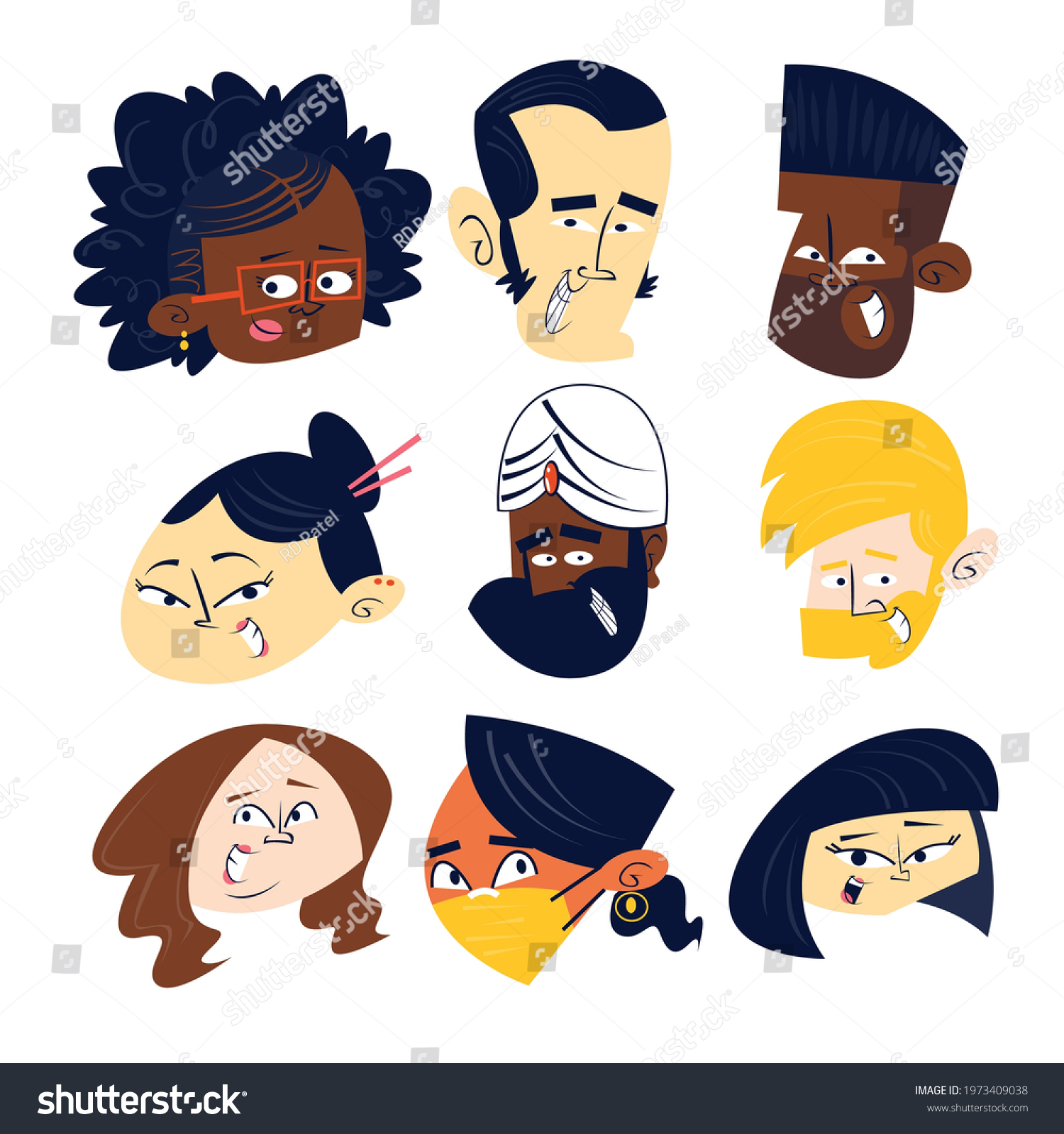 Collection Cartoon Characters Heads Vector Stock Vector Royalty Free Collection Cartoon Characters Heads Vector Stock Vector Royalty Free