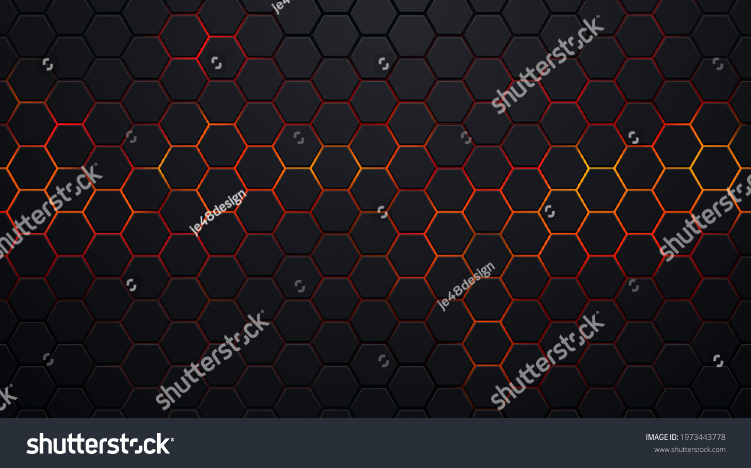 Dark Black Hexagon Pattern On Red Stock Vector Royalty Free