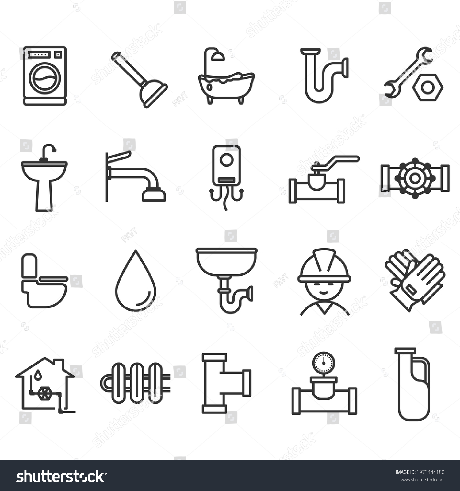 Set Plumbing Equipment Icon Plumbing Systems Stock Vector (Royalty Free ...