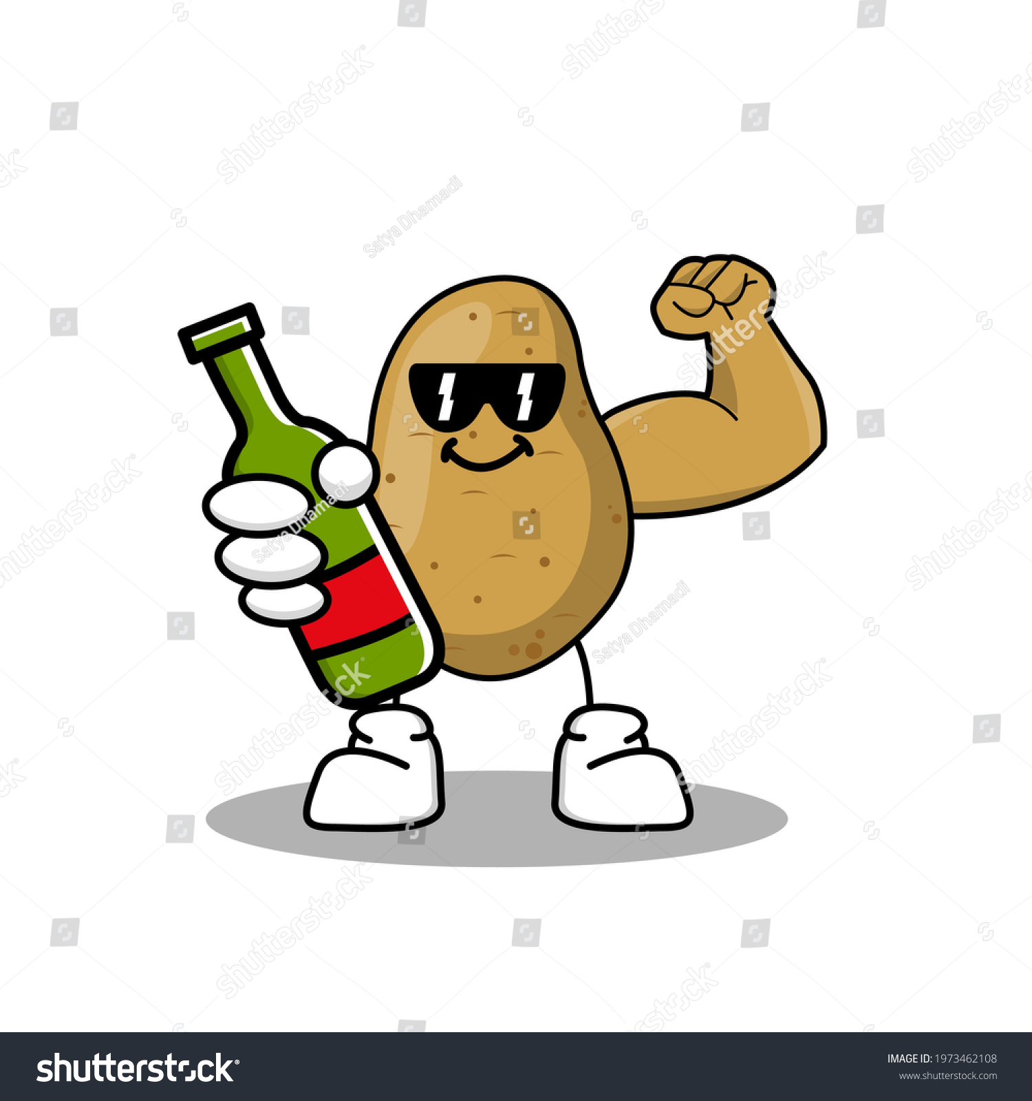 Vector Illustration Cute Potato Character Happy Stock Vector Royalty Free 1973462108 3044