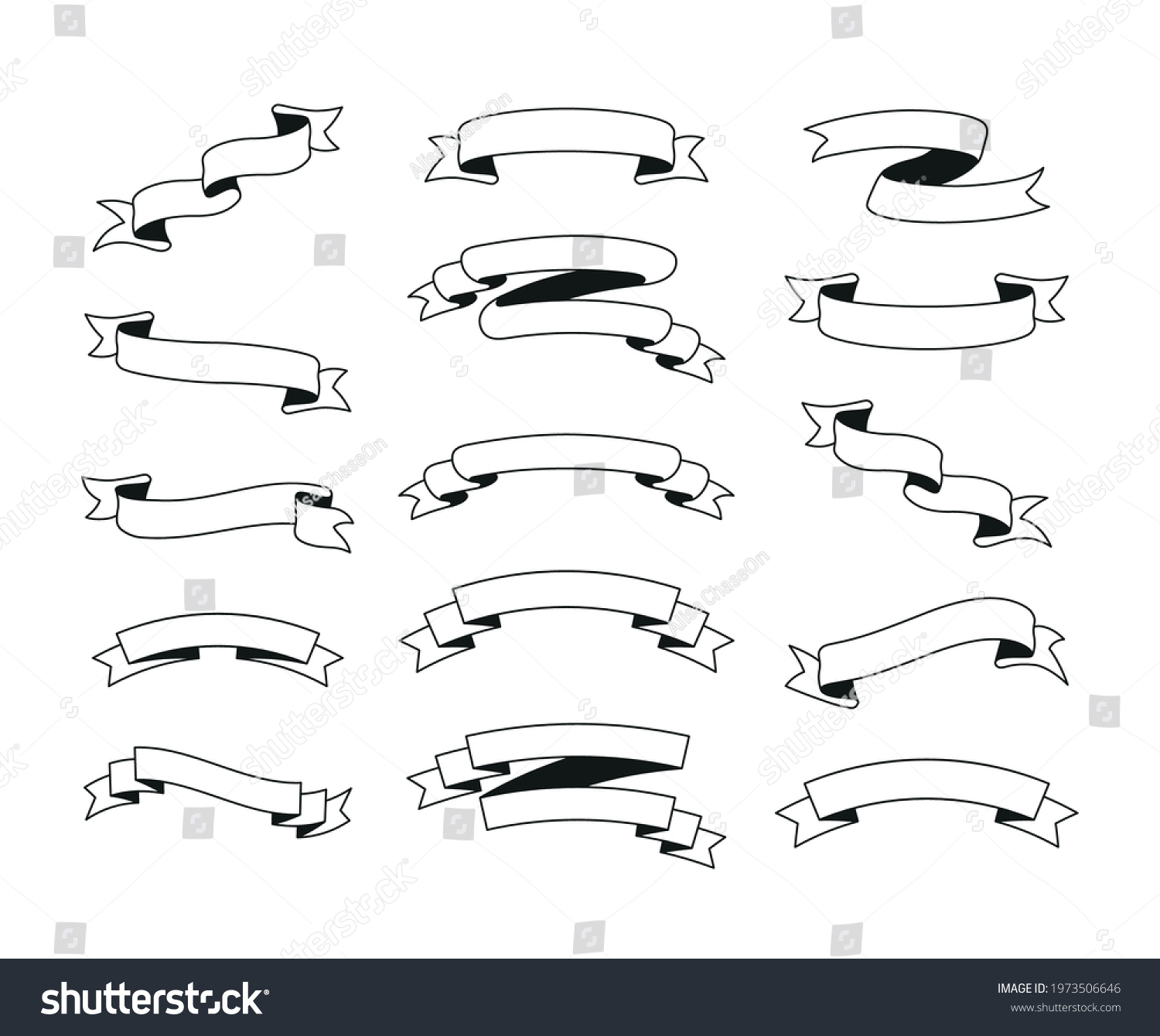 Set Ribbon Banners Isolated On Transparent Stock Vector (Royalty Free ...