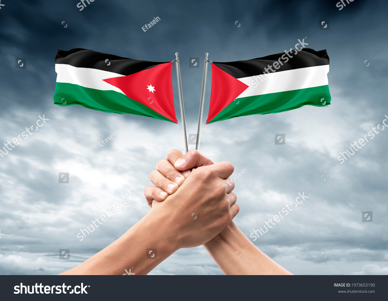 Flag Of Palestine And Jordan