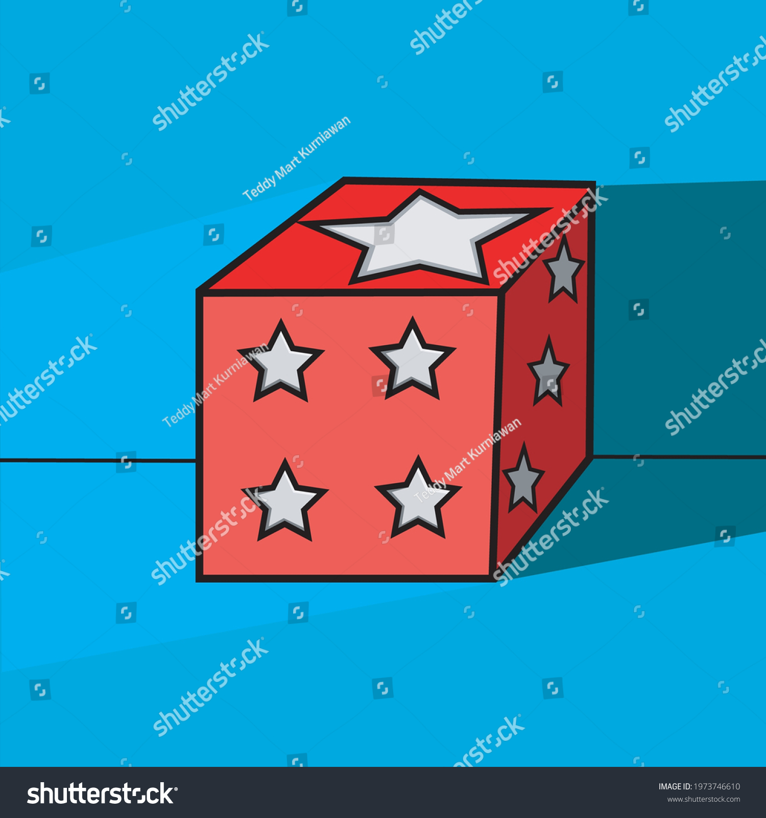 Vector Red Dice Light Blue Background Stock Vector (Royalty Free