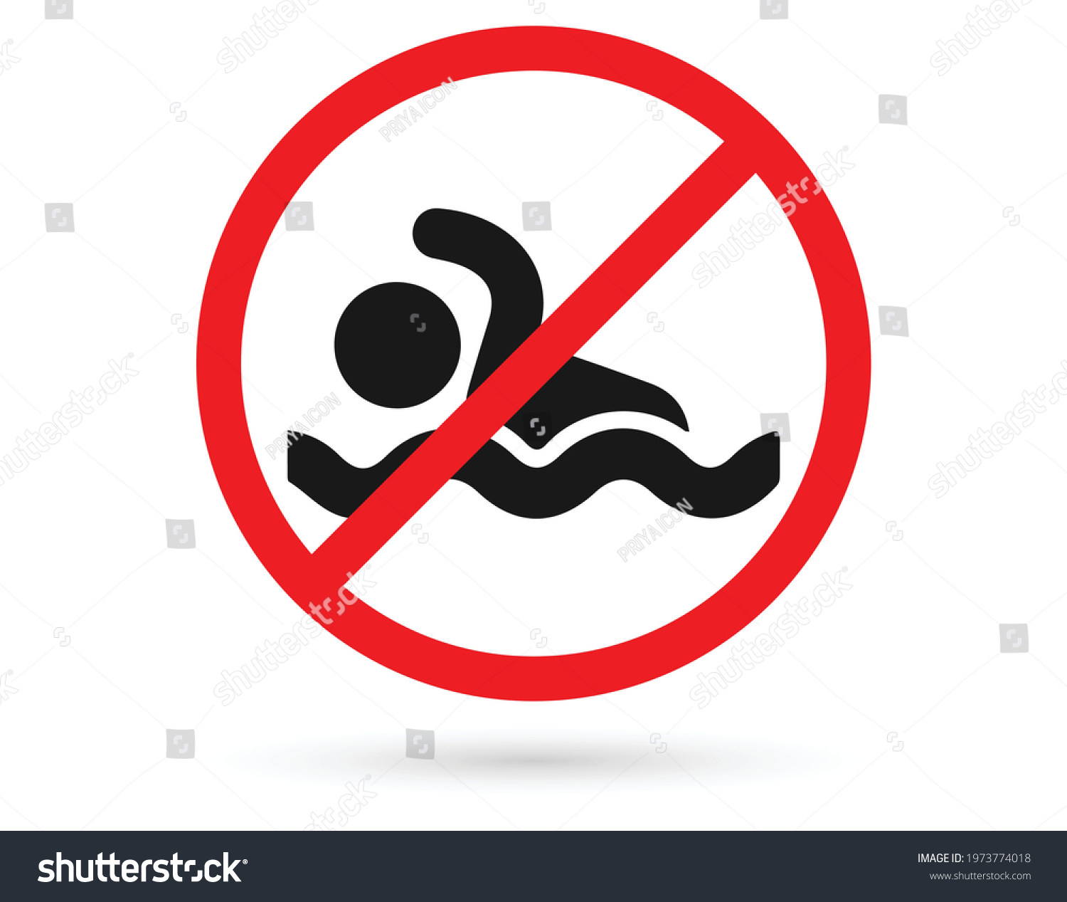 No Swimming Sign On White Background Stock Vector (Royalty Free ...