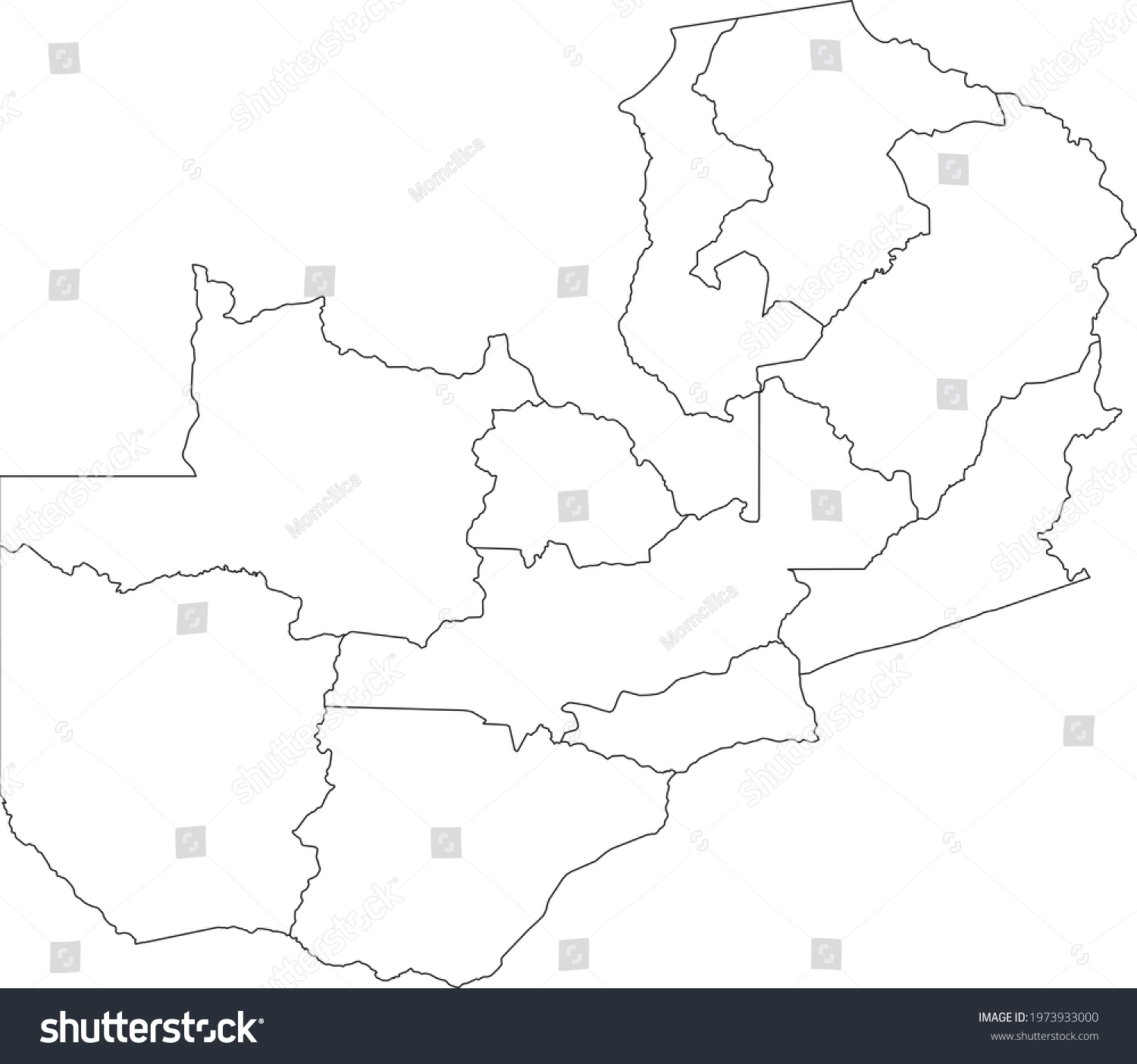 White Blank Vector Map Republic Zambia Stock Vector (Royalty Free ...