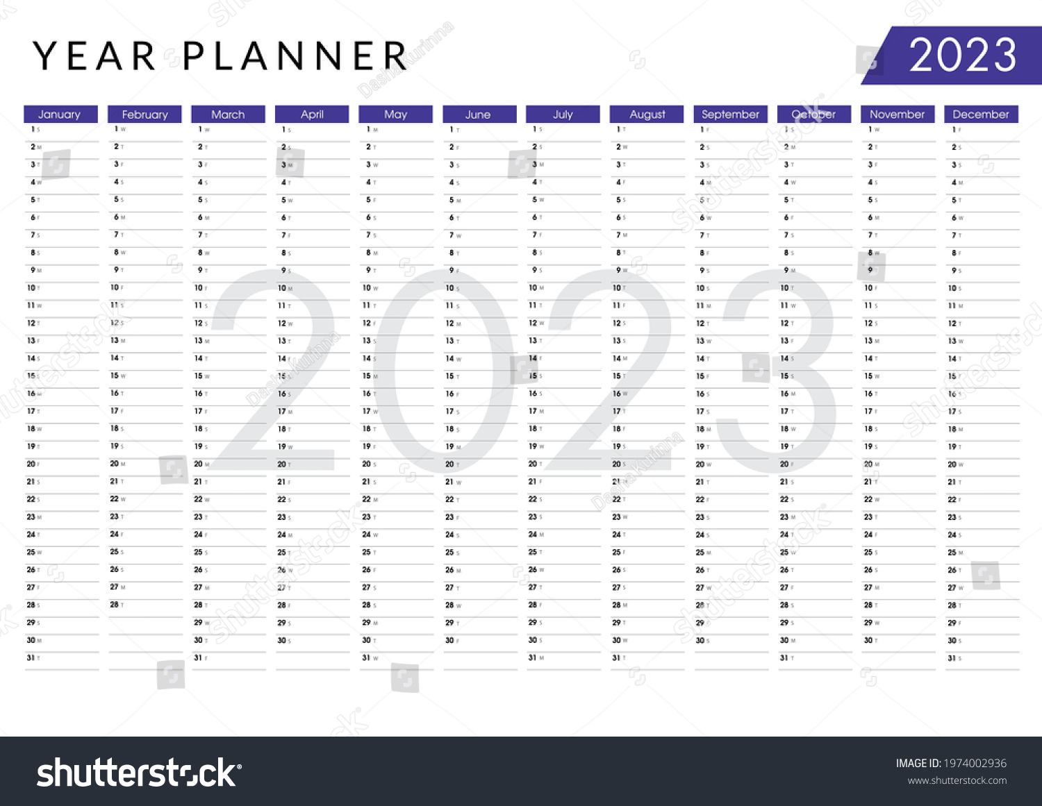 2023 Ultramarine Blue Wall Yearly Planner Stock Vector (Royalty Free ...