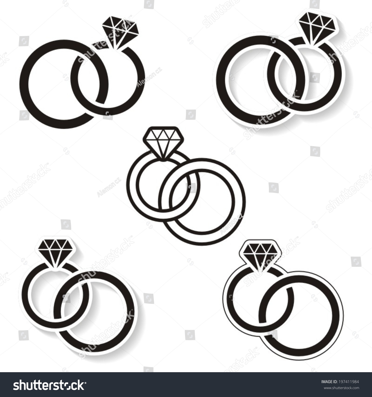 Vector Black Wedding Rings Icon On Stock Vector (Royalty Free ...