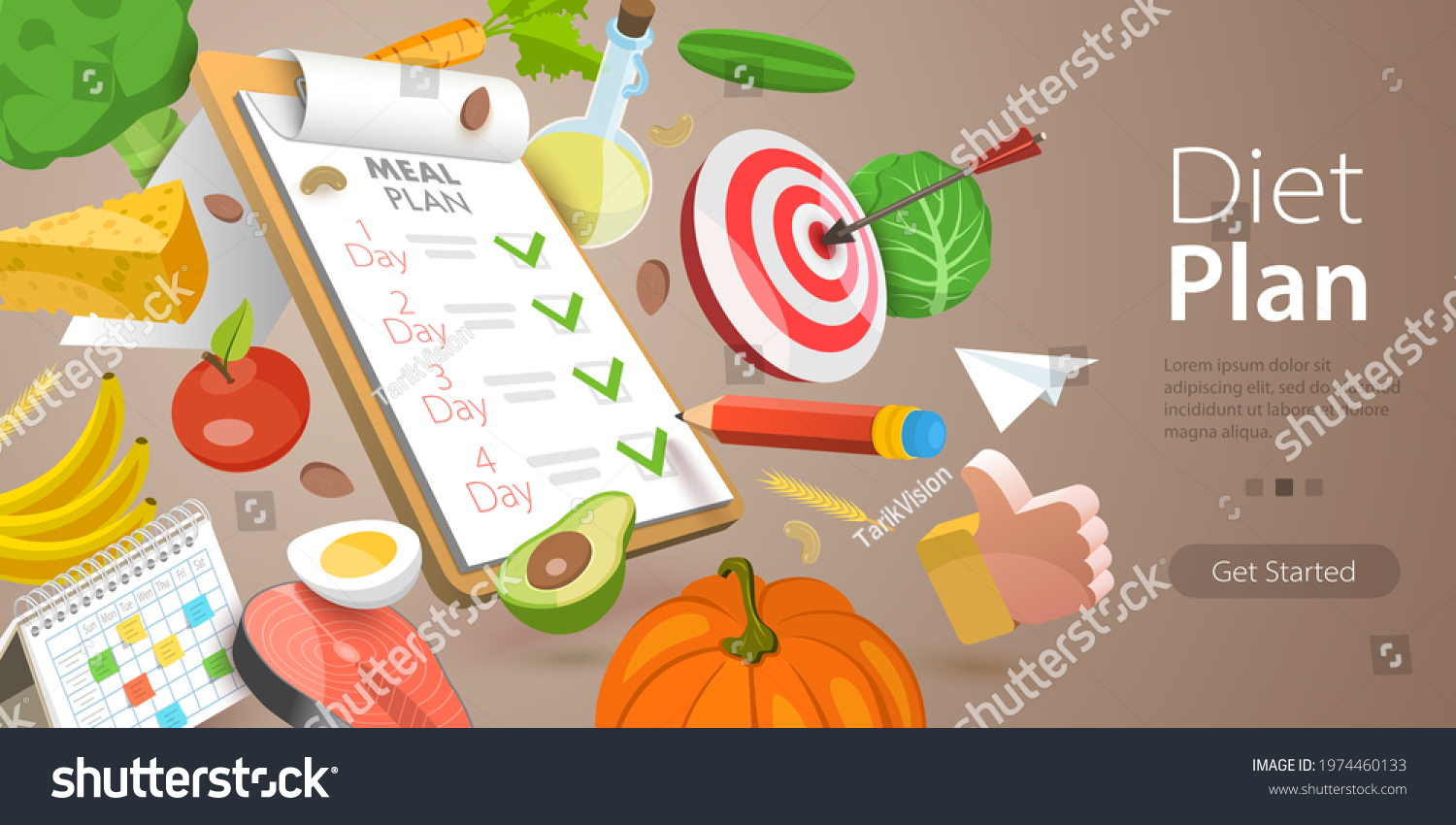 3d Vector Conceptual Illustration Diet Plan Stock Vector (Royalty Free ...