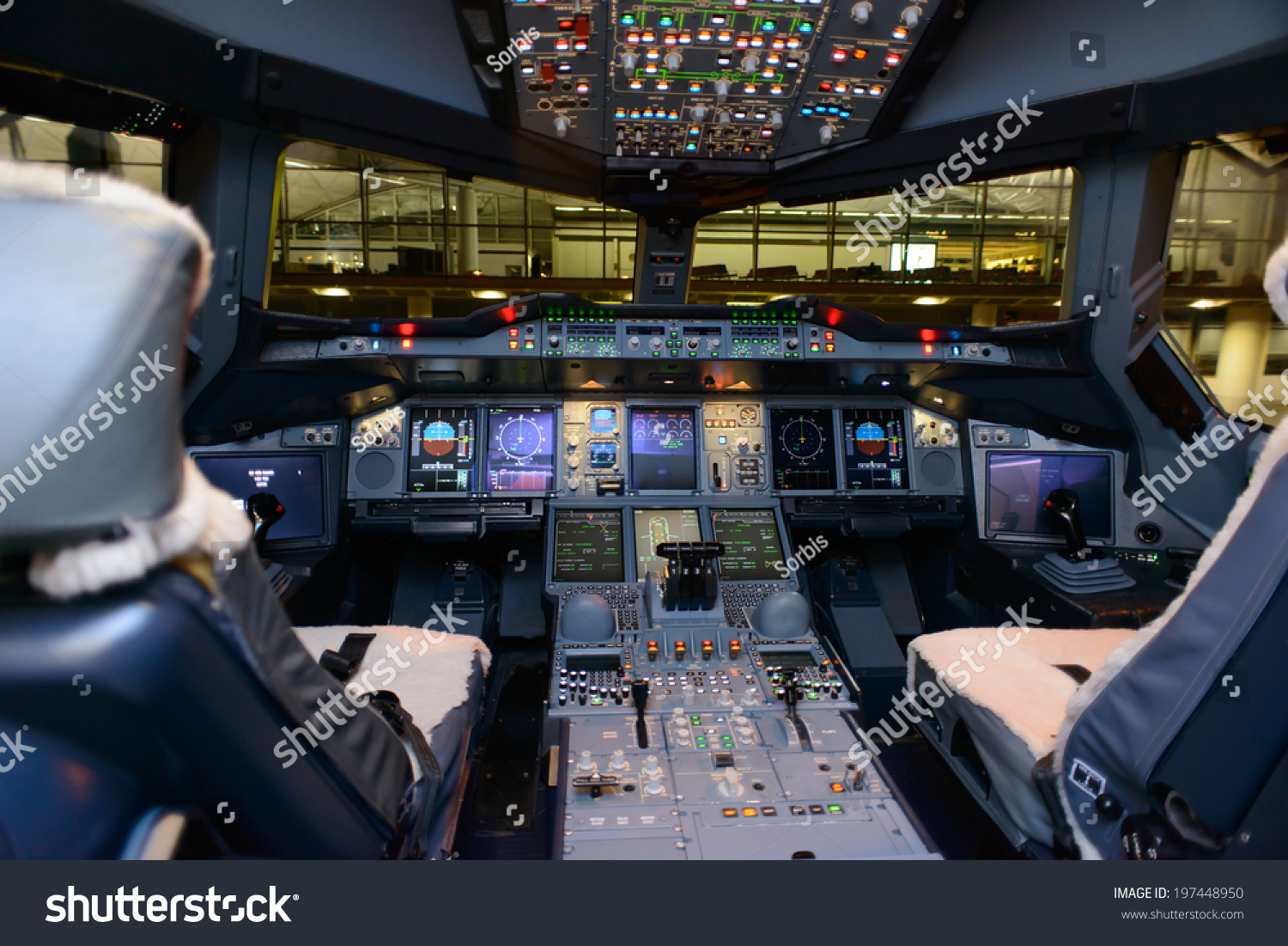 Modern Jet Aircraft Cockpit Interior Stock Photo 197448950 | Shutterstock