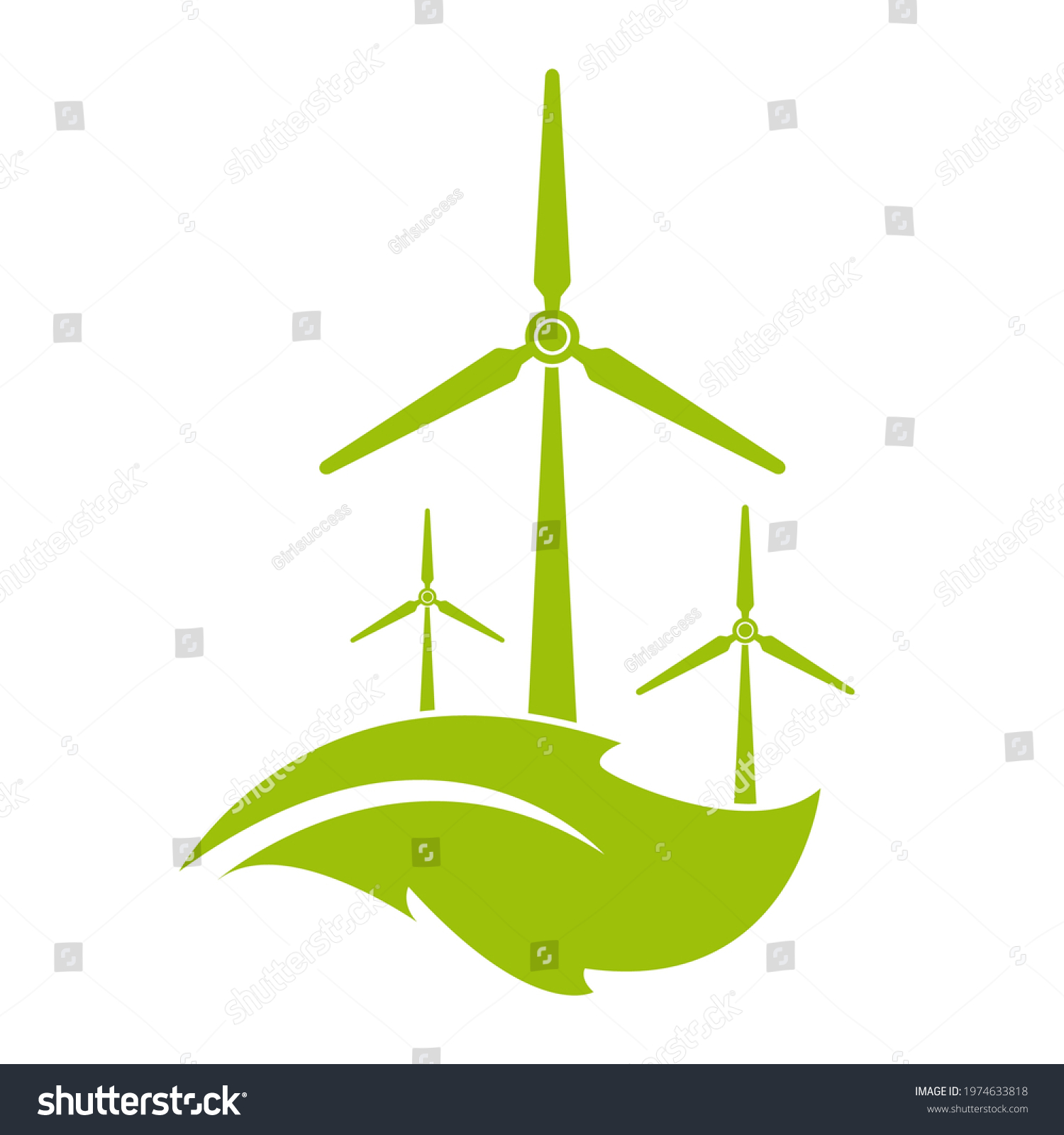 Leaves Wind Turbines White Background Vector Stock Vector (Royalty Free ...