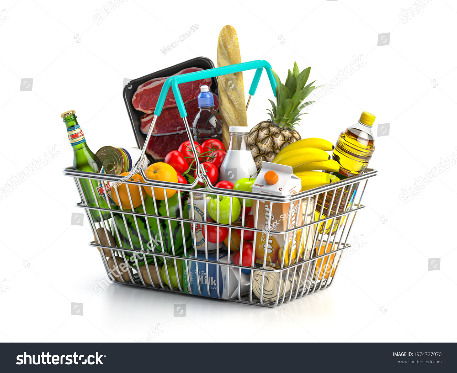 Shopping Basket Full Variety Grocery Products стоковая иллюстрация Shutterstock