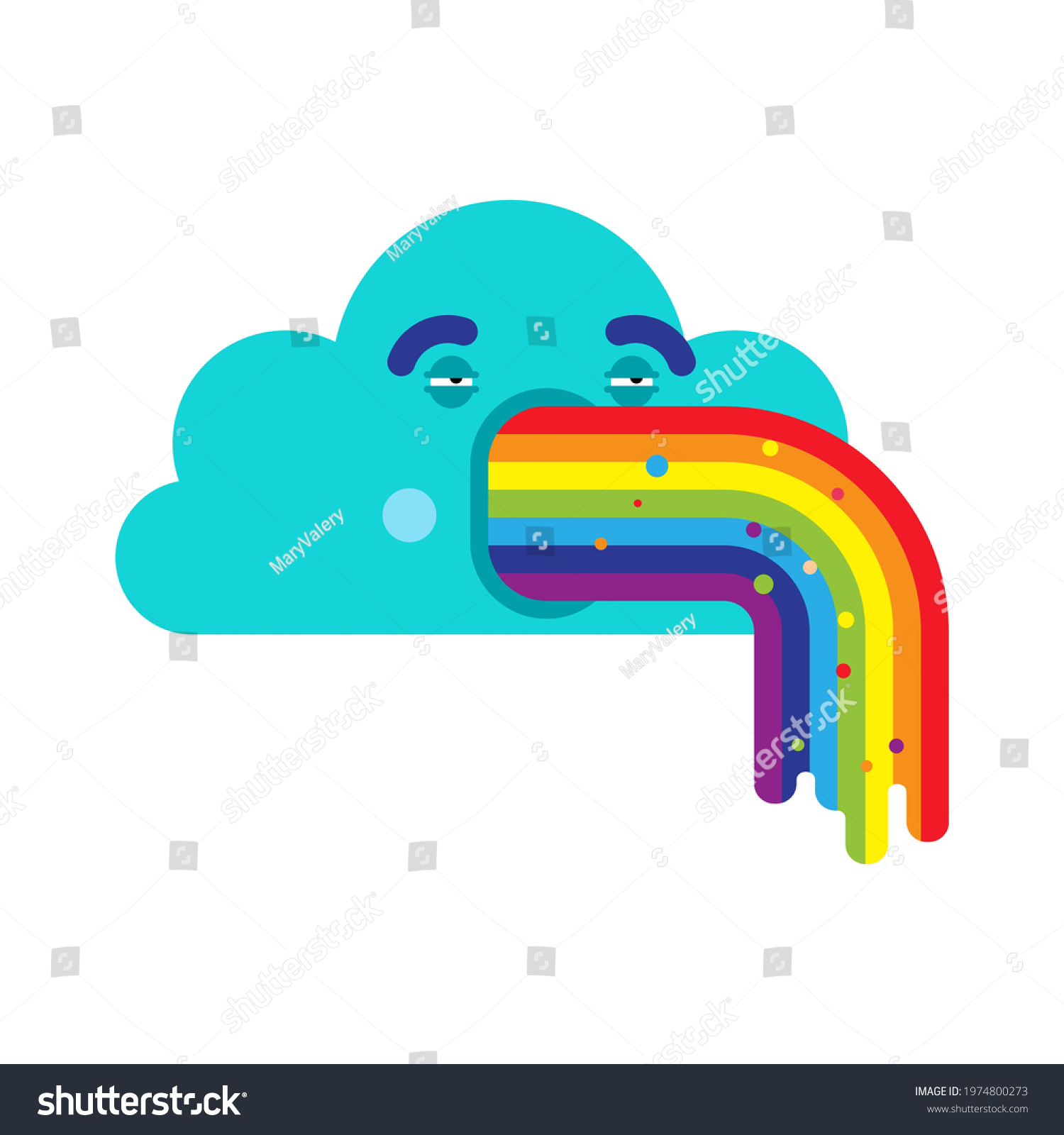 Cloud Vomits Rainbow Isolated Cartoon Vector Stock Vector (Royalty Free ...