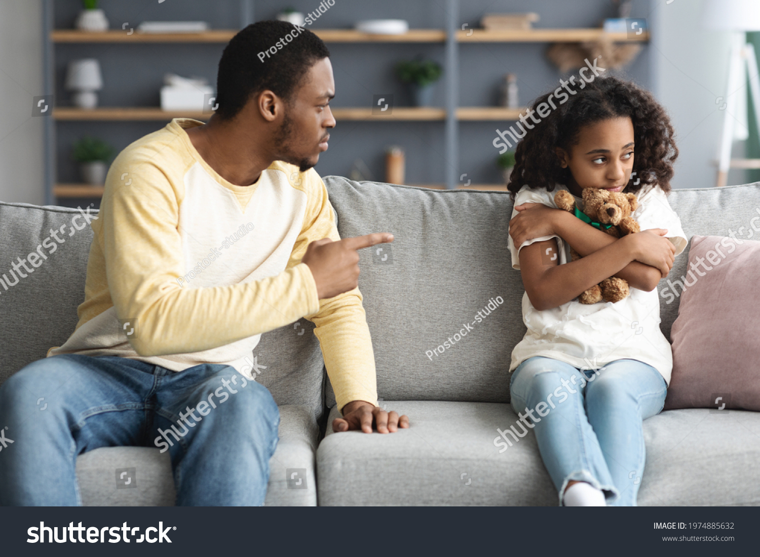 Agressive African American Young Father Yelling Stock Photo 1974885632 ...