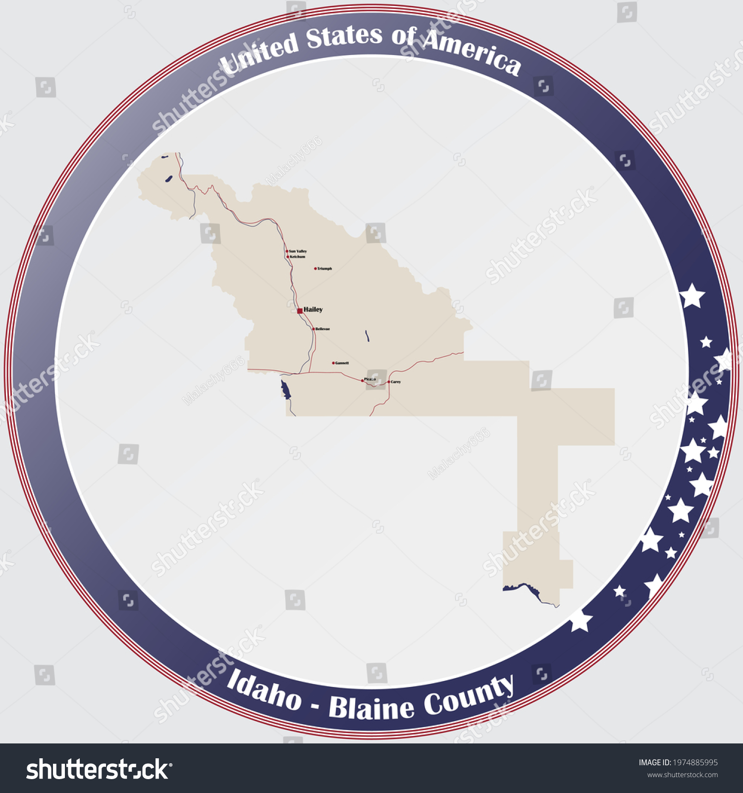 Large Detailed Map Blaine County Idaho Stock Vector (Royalty Free ...